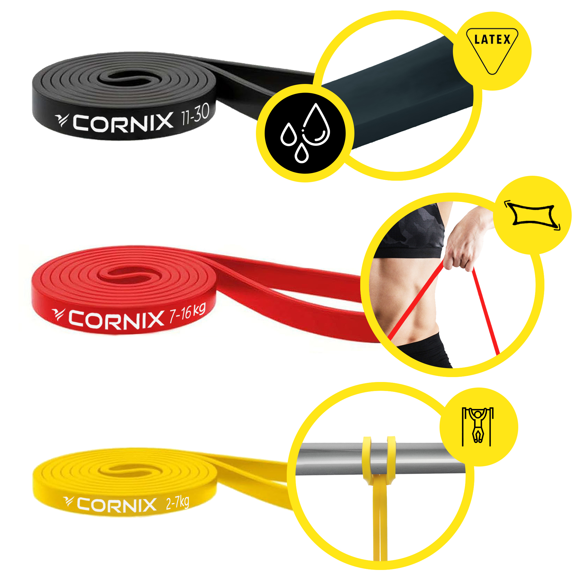 Еспандер-петля Cornix Power Band 2-30 кг (резина для фітнесу та спорту) набір 3 шт XR-0090 — мініатюра 7