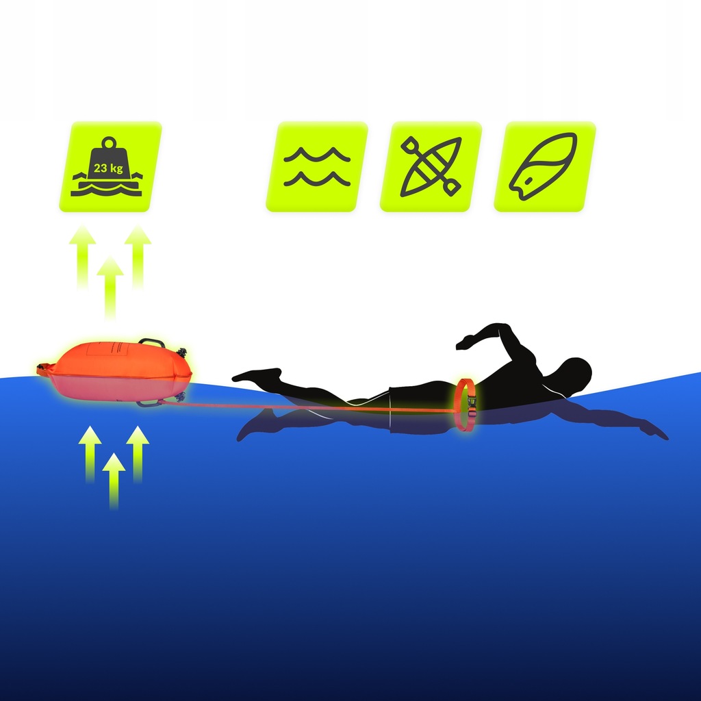 Буй для плавання TSUNAMI надувний 2 в 1 Orange (P-5907739312716) — мініатюра 8