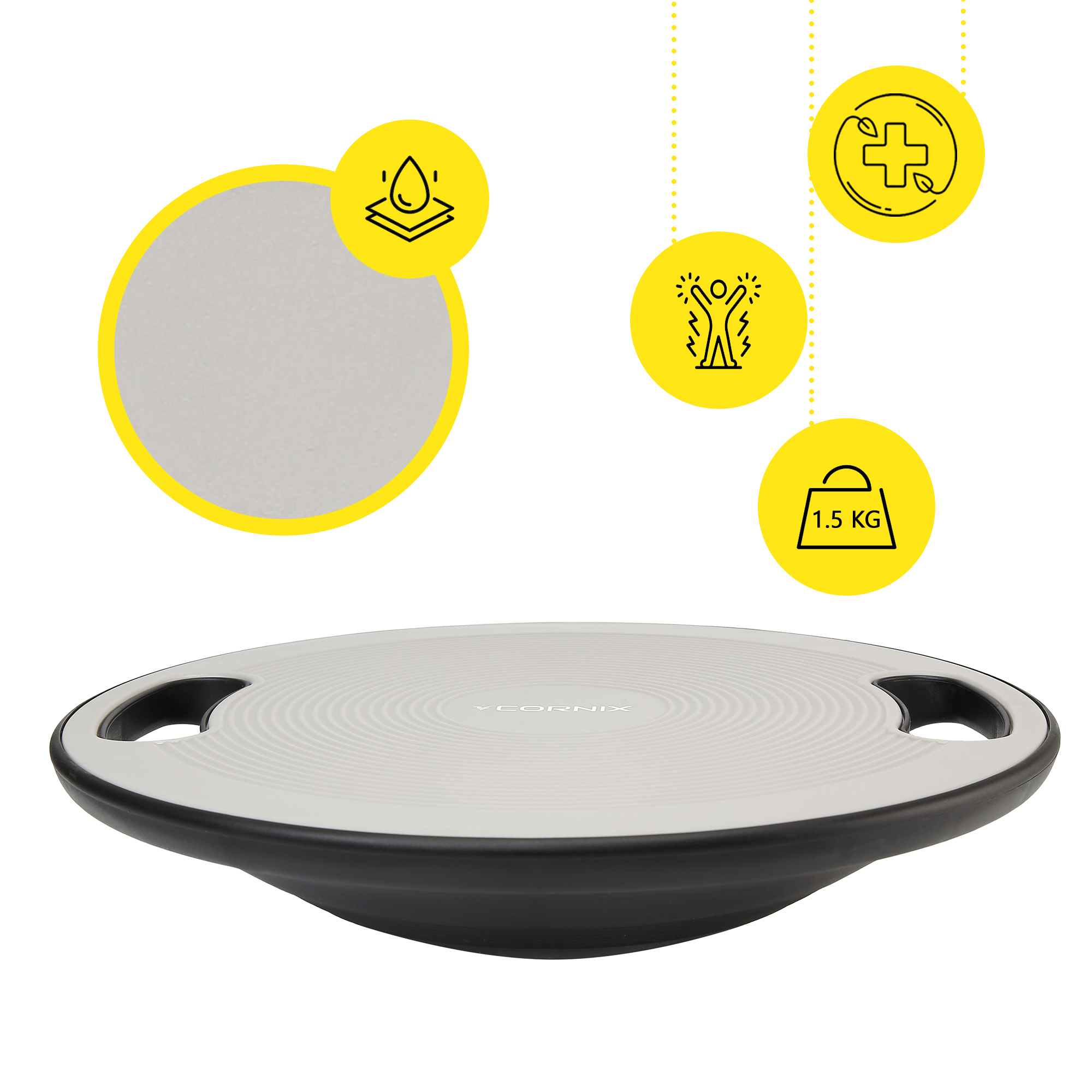 Балансувальна платформа Cornix кругла, пластикова XR-0443 Grey/Black — мініатюра 6