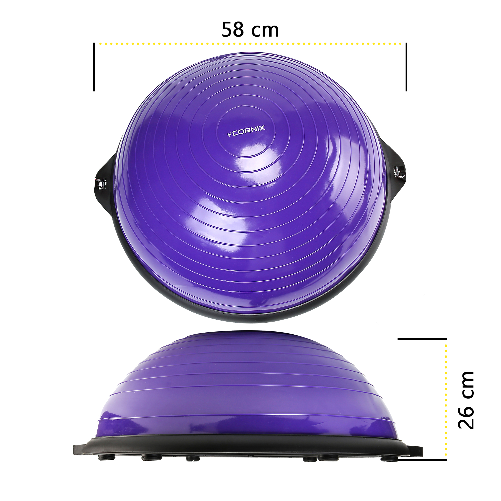 Балансувальна платформа (півсфера) Cornix Bosu Ball 58 см з еспандерами XR-0454 Violet — фото 4
