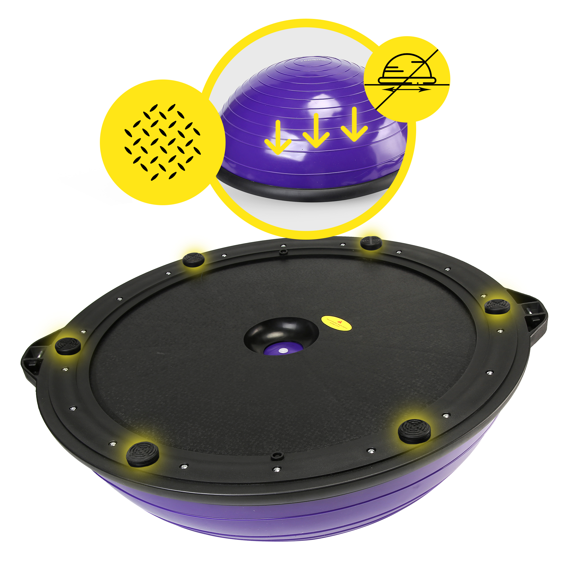 Балансувальна платформа (півсфера) Cornix Bosu Ball 58 см з еспандерами XR-0454 Violet — фото 3