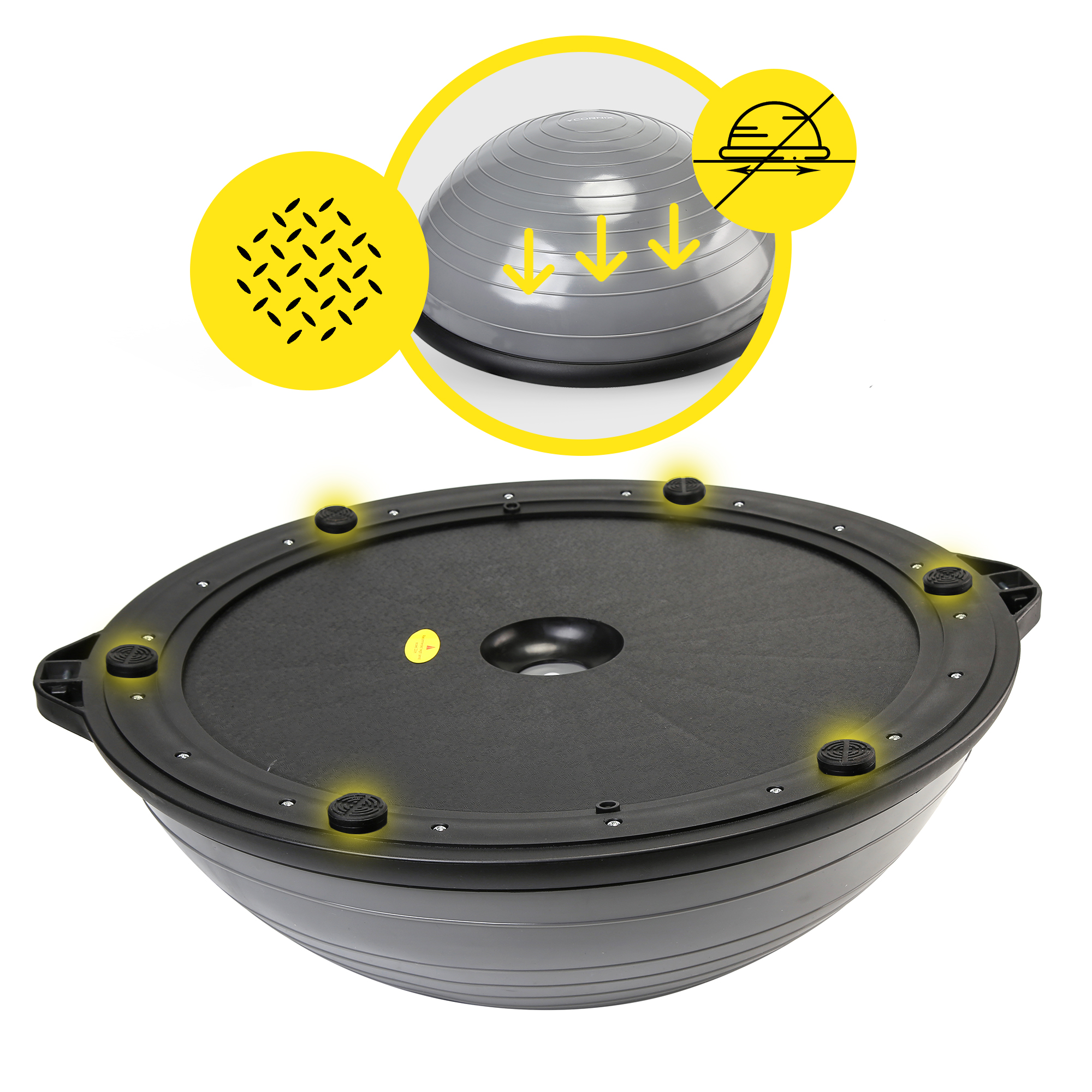 Балансувальна платформа (півсфера) Cornix Bosu Ball 58 см з еспандерами XR-0455 Grey — фото 2