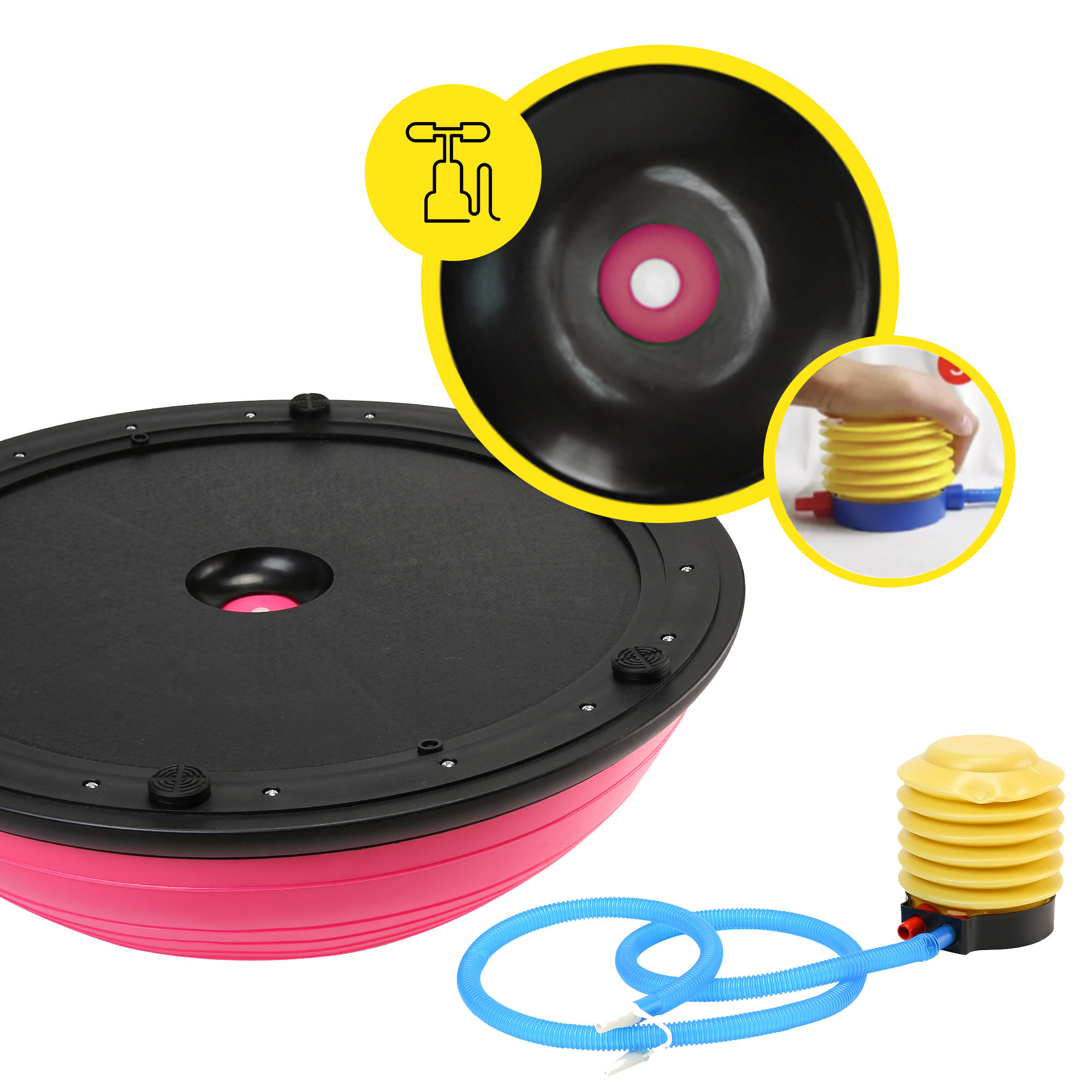 Балансувальна платформа (півсфера) Cornix Bosu Ball 58 см з еспандерами XR-0456 Pink — фото 4