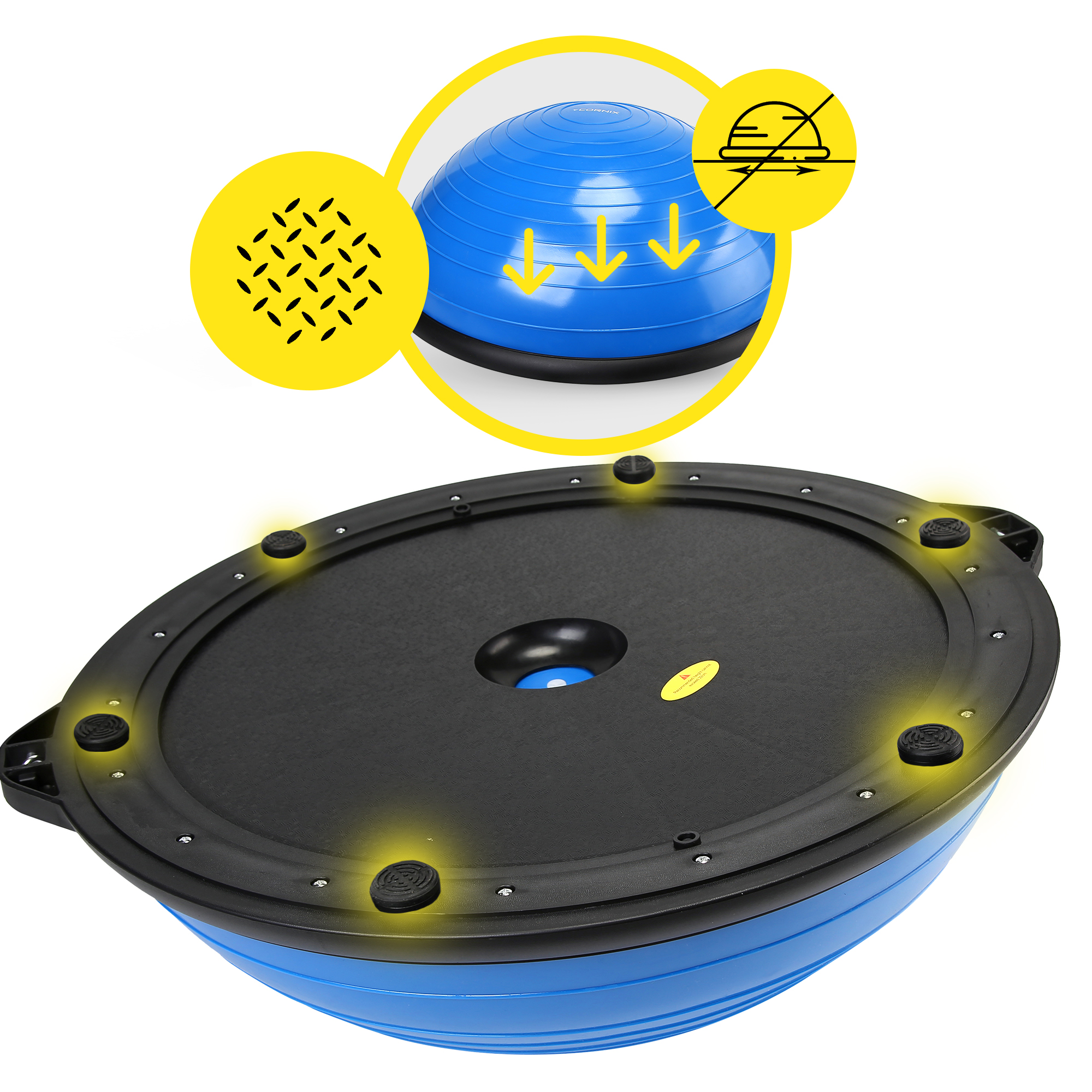 Балансувальна платформа (півсфера) Cornix Bosu Ball 58 см з еспандерами XR-0457 Blue — фото 3