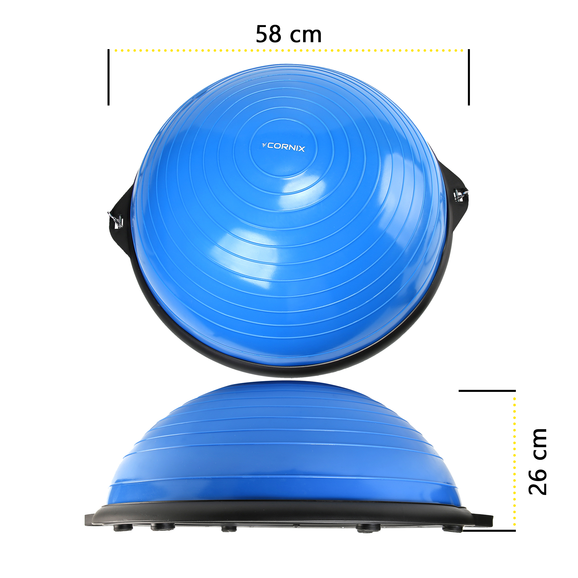 Балансувальна платформа (півсфера) Cornix Bosu Ball 58 см з еспандерами XR-0457 Blue — фото 2