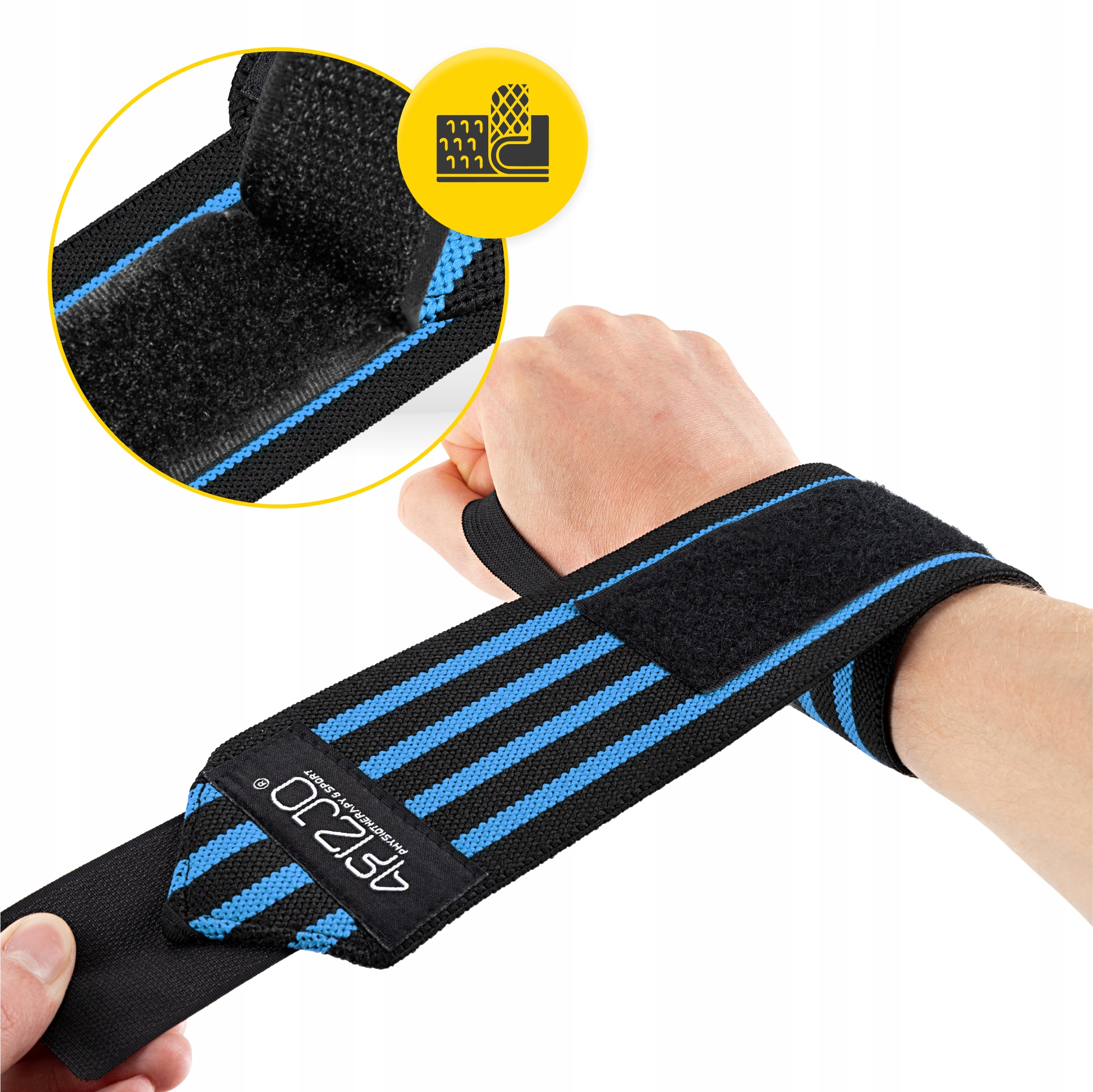 Бинти для зап'ясть (кистьові бинти) 4FIZJO Wrist Wraps Black/Blue (P-5907739317445) — фото 4