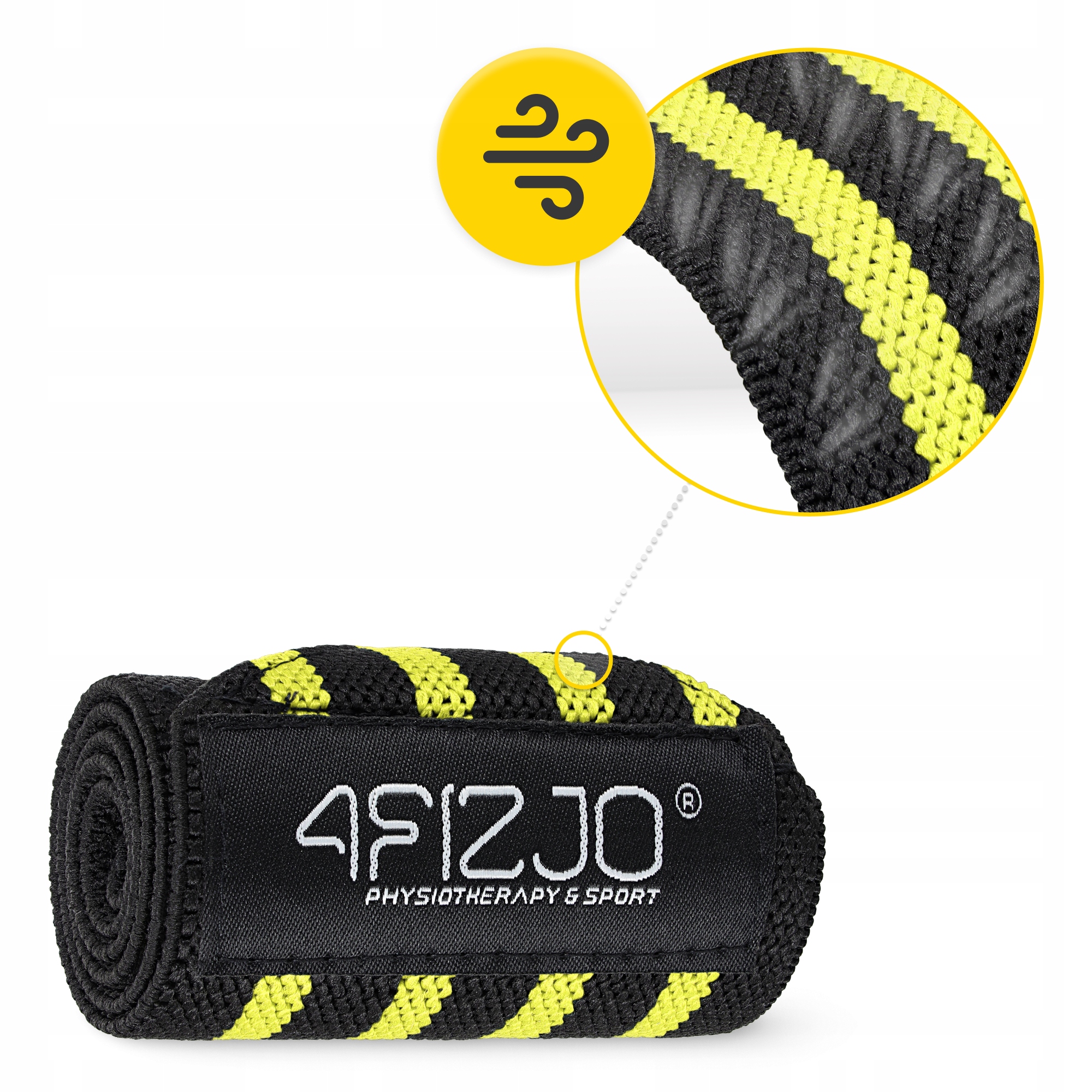 Бинти для зап'ясть (кистьові бинти) 4FIZJO Wrist Wraps Black/Yellow (P-5907739311061) — фото 3