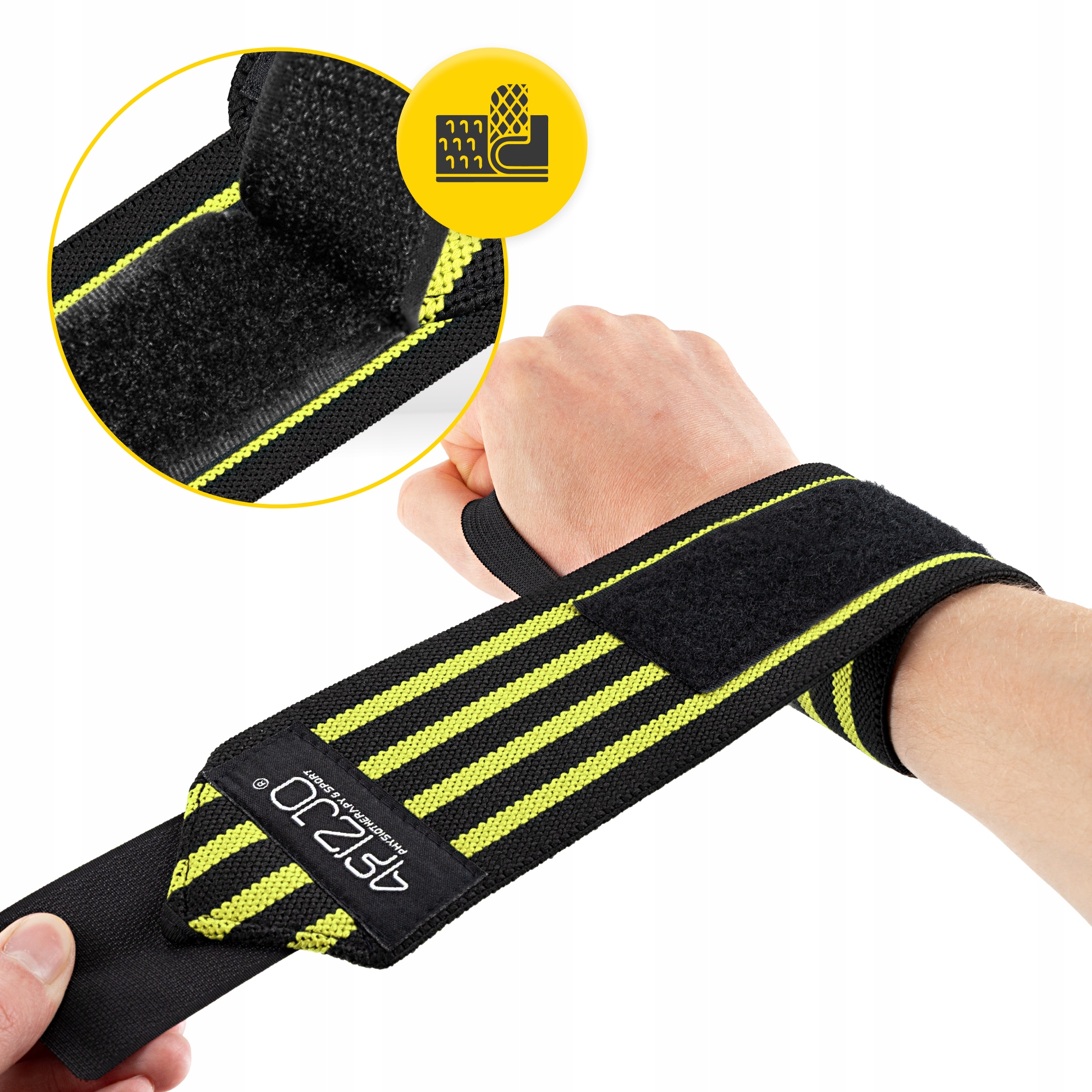Бинти для зап'ясть (кистьові бинти) 4FIZJO Wrist Wraps Black/Yellow (P-5907739311061) — фото 2