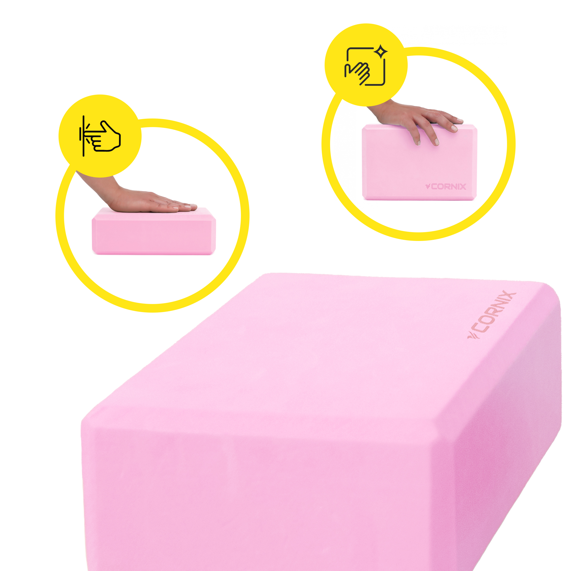 Блок для йоги Cornix EVA 22.8 x 15.2 x 7.6 см XR-0098 Pink — фото 3