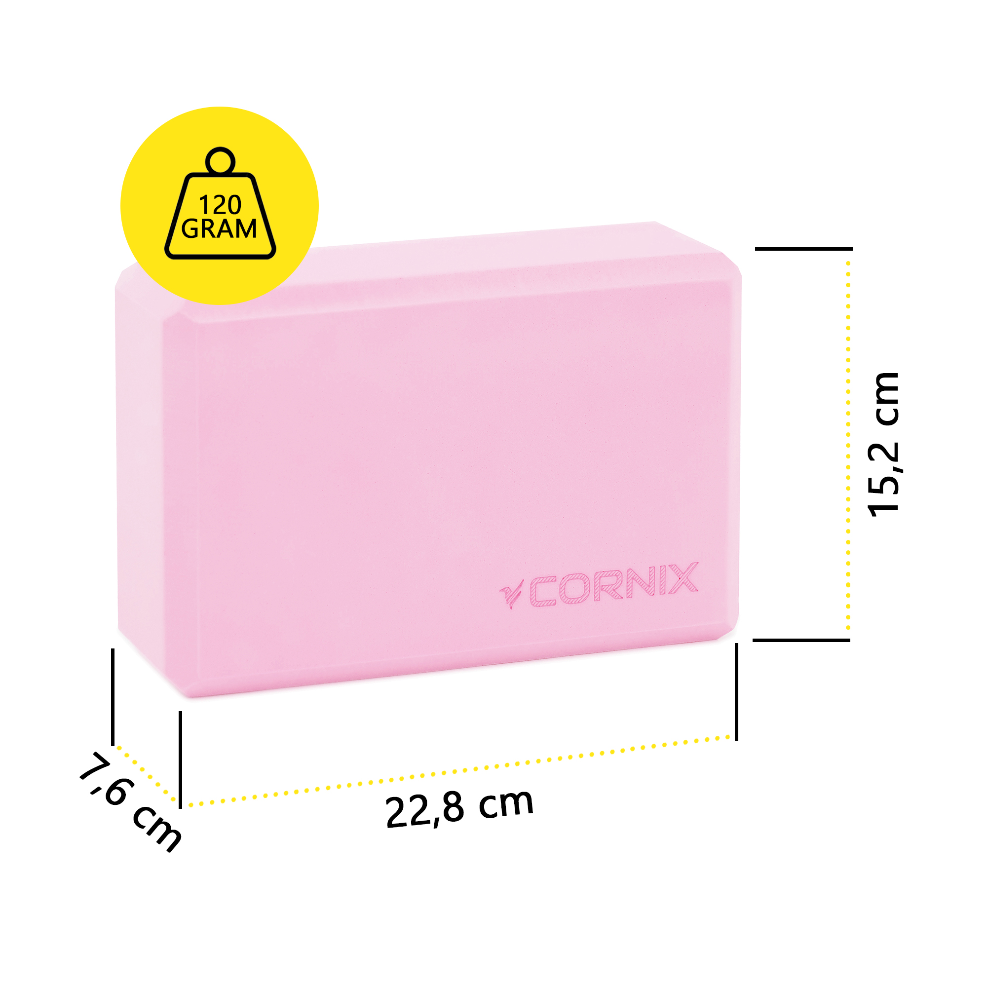 Блок для йоги Cornix EVA 22.8 x 15.2 x 7.6 см XR-0098 Pink — фото 4