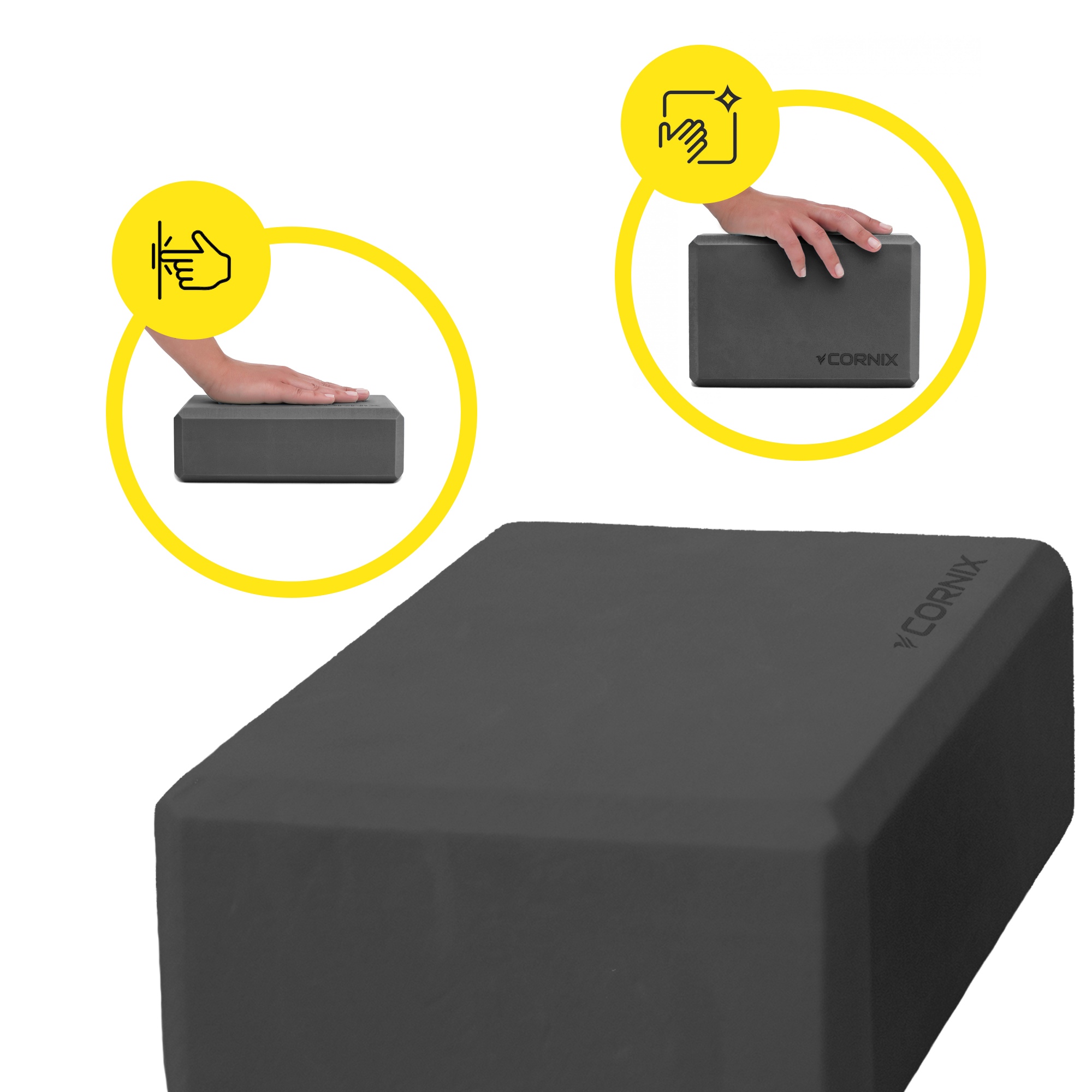 Блок для йоги Cornix EVA 22.8 x 15.2 x 7.6 см XR-0099 Black — мініатюра 6