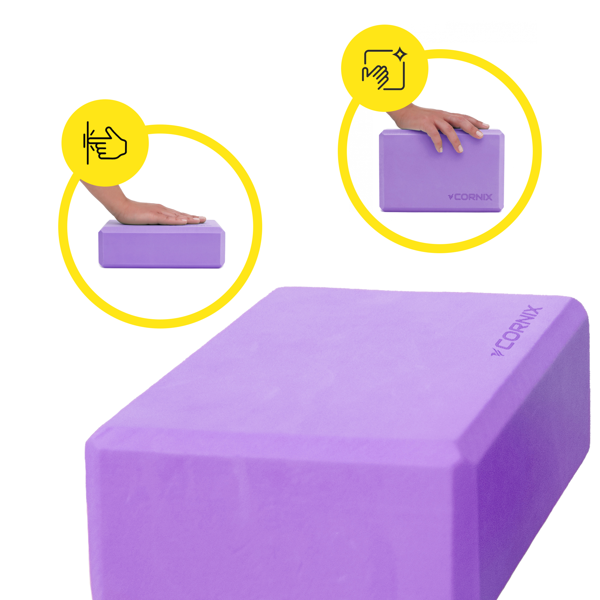 Блок для йоги Cornix EVA 22.8 x 15.2 x 7.6 см XR-0101 Purple — фото 4