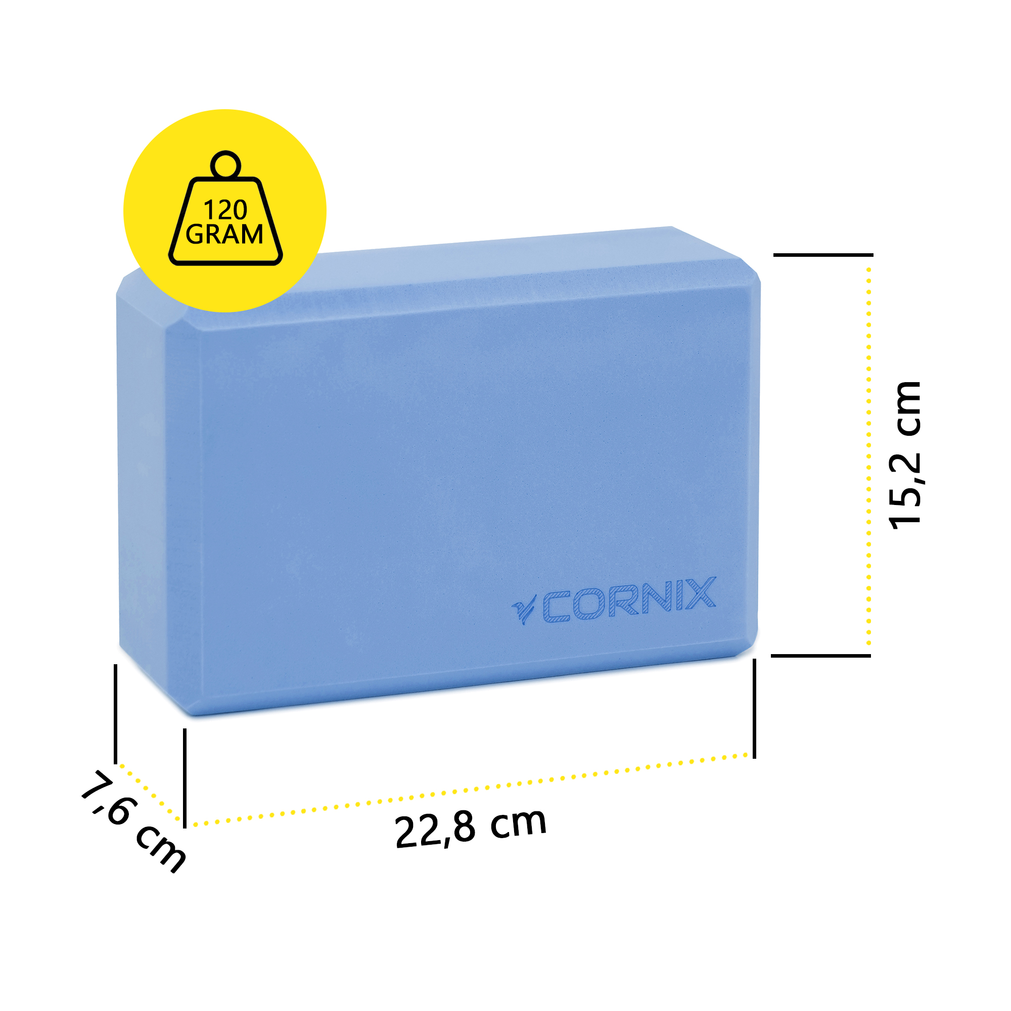 Блок для йоги Cornix EVA 22.8 x 15.2 x 7.6 см XR-0102 Blue — фото 5