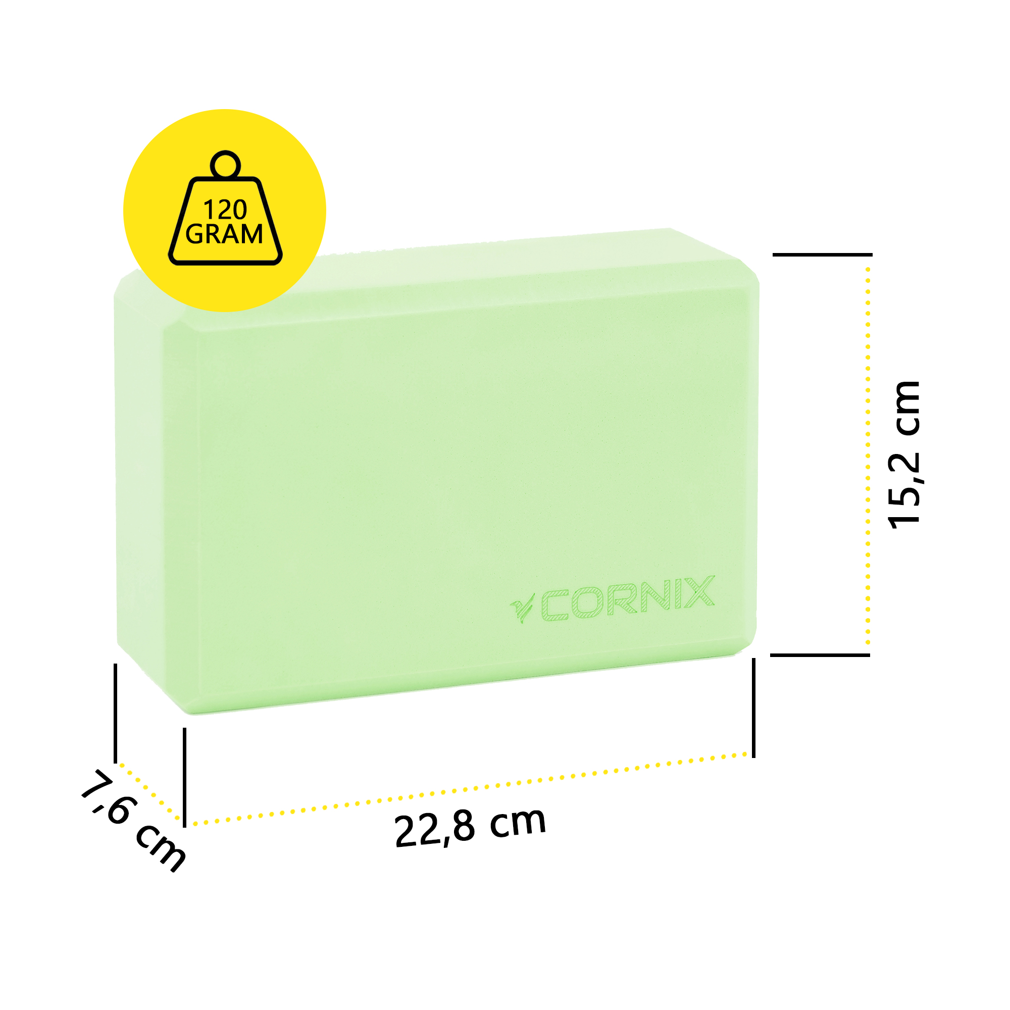 Блок для йоги Cornix EVA 22.8 x 15.2 x 7.6 см XR-0103 Green — фото 4