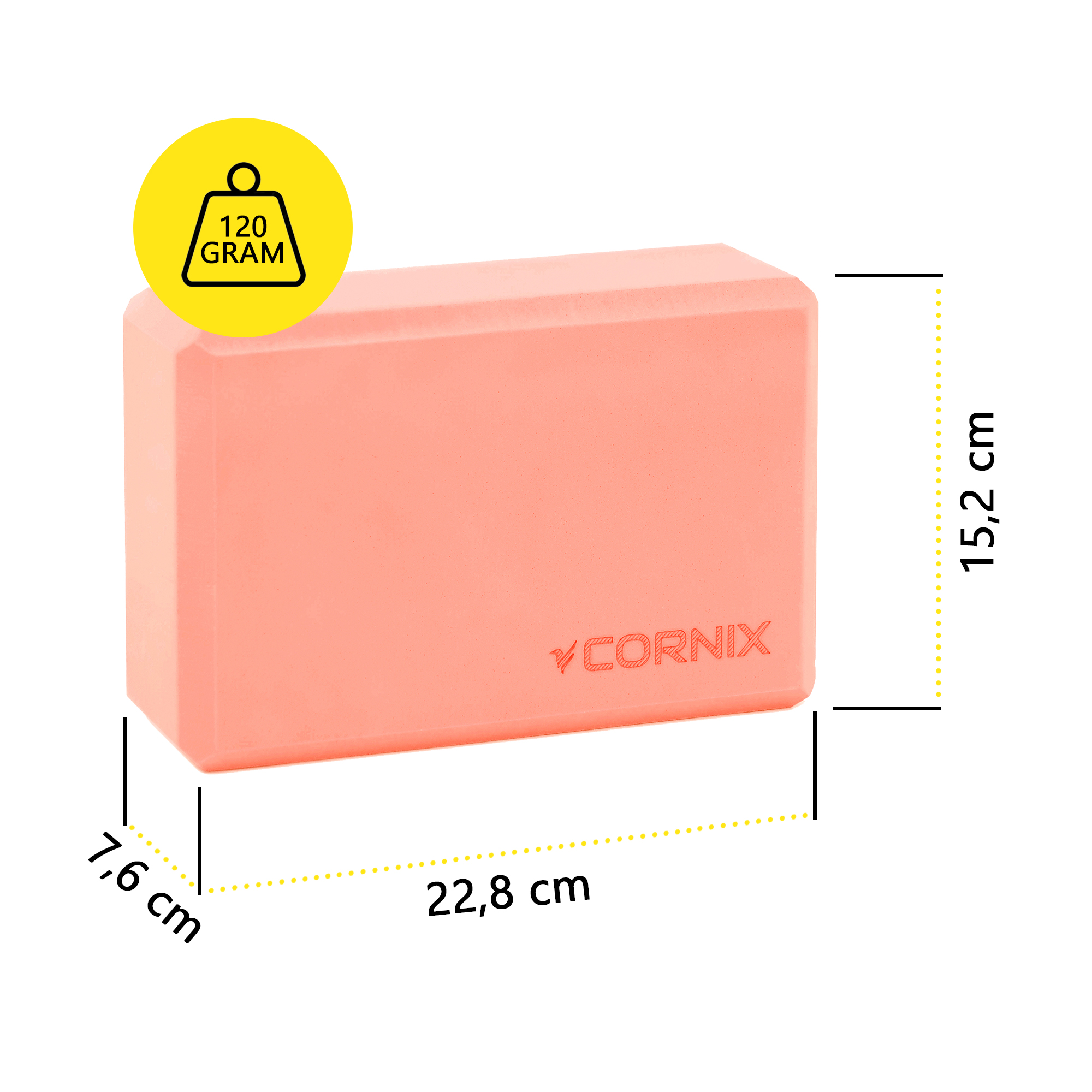 Блок для йоги Cornix EVA 22.8 x 15.2 x 7.6 см XR-0104 Orange — фото 5