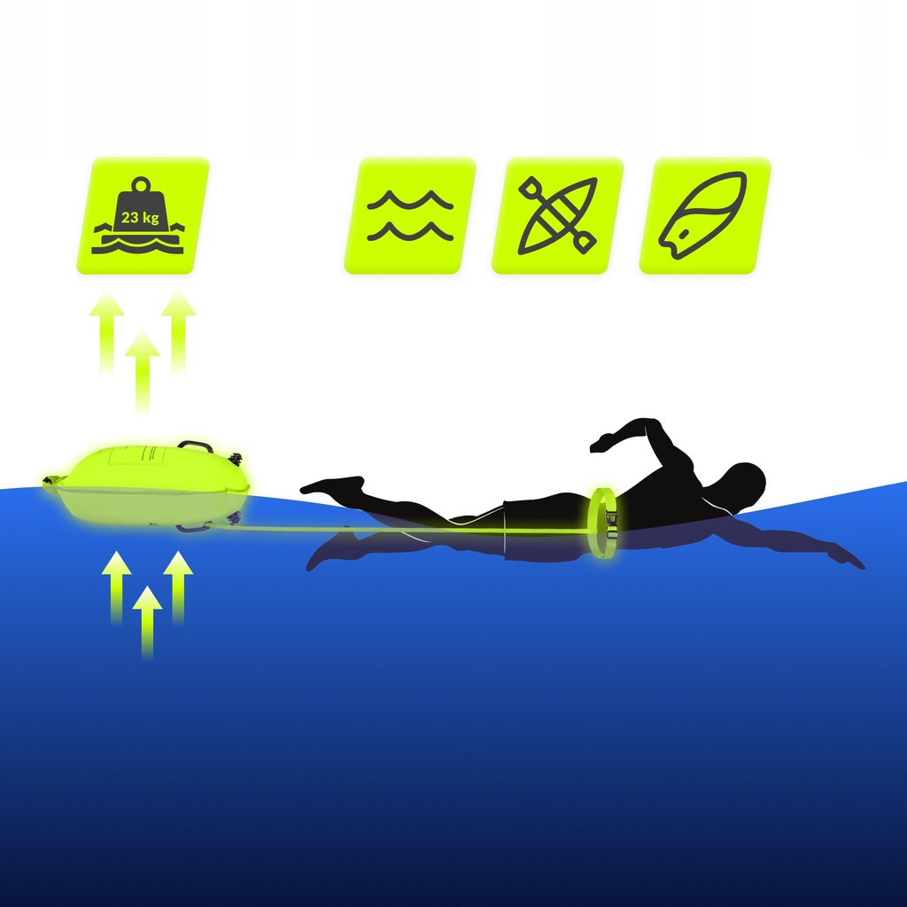 Буй для плавання TSUNAMI надувний 2 в 1 Yellow (P-5907739314024) — мініатюра 9