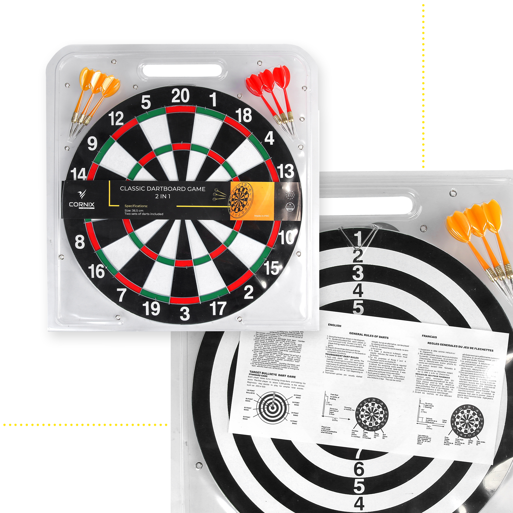 Дартс класичний Cornix Dartboard Game 2 в 1 36.5 см + 2 комплекти дротиків XR-0391 — мініатюра 10