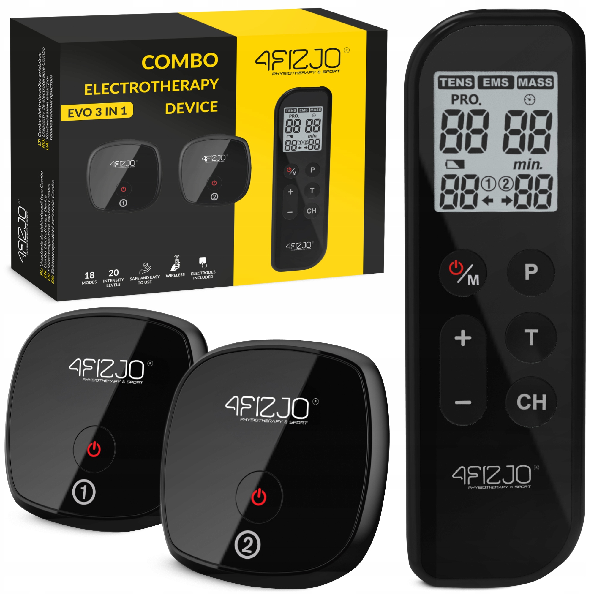 Апарат для електростимуляції м'язів 4FIZJO Combo EVO 3 в 1 (P-5905973404389)