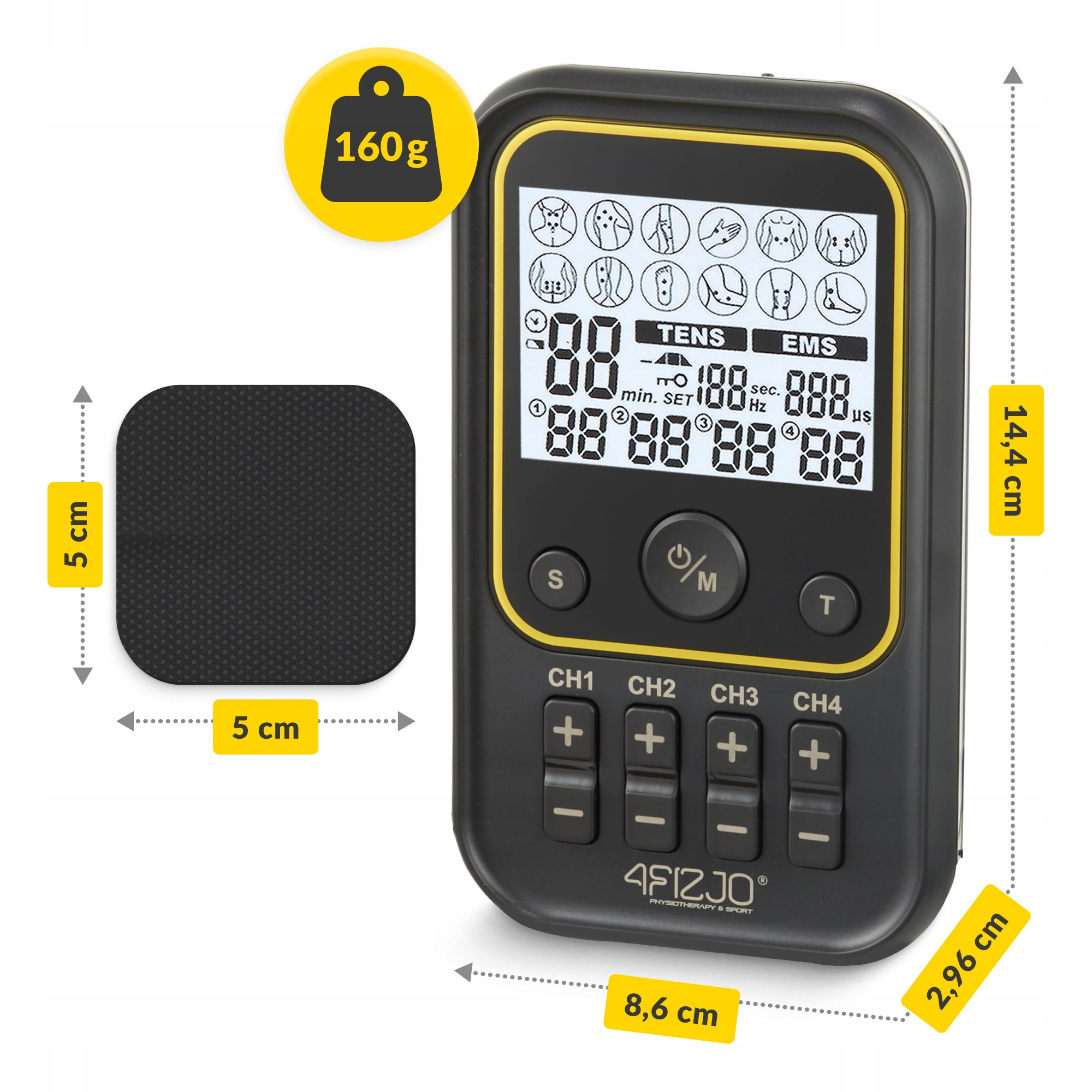 Апарат для електростимуляції м'язів 4FIZJO Combo PRO+ 2 в 1 (P-5907739317124)