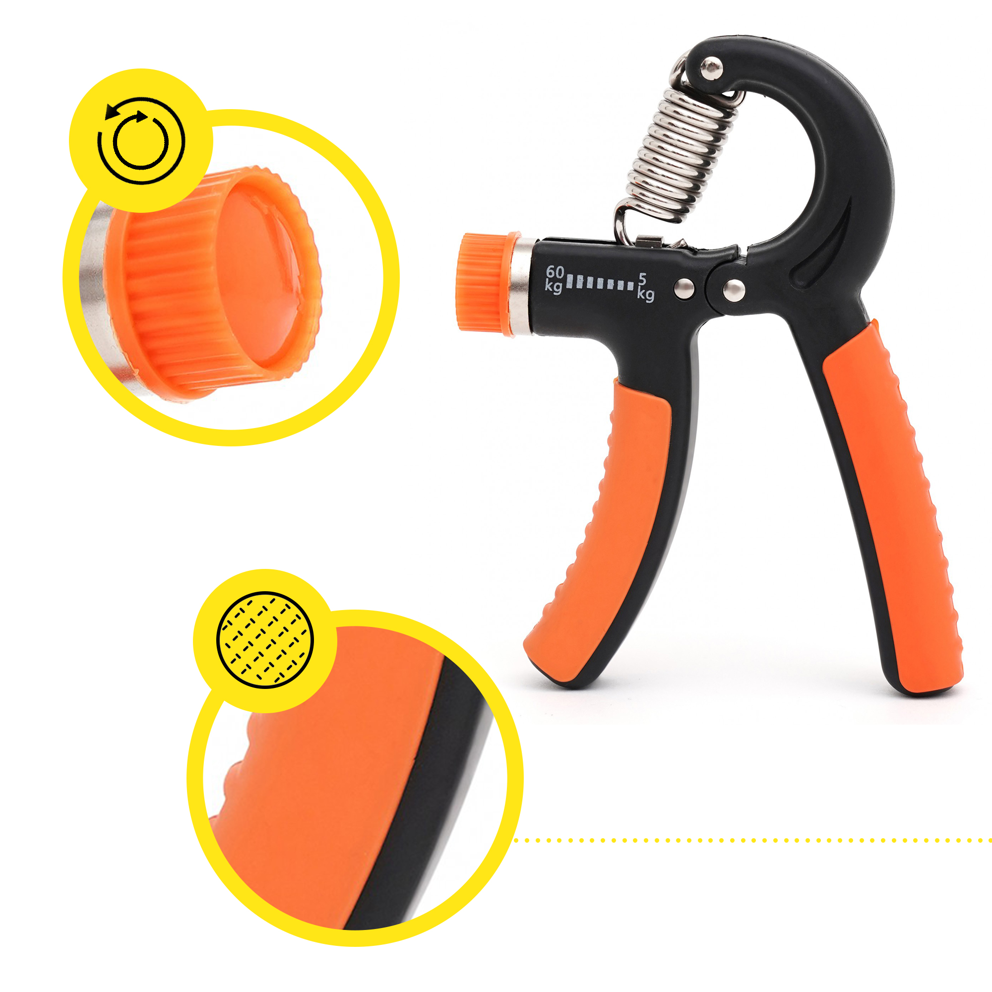 Еспандер кистьовий Cornix 5-60 кг з регульованим навантаженням XR-0144 Black/Orange — фото 3