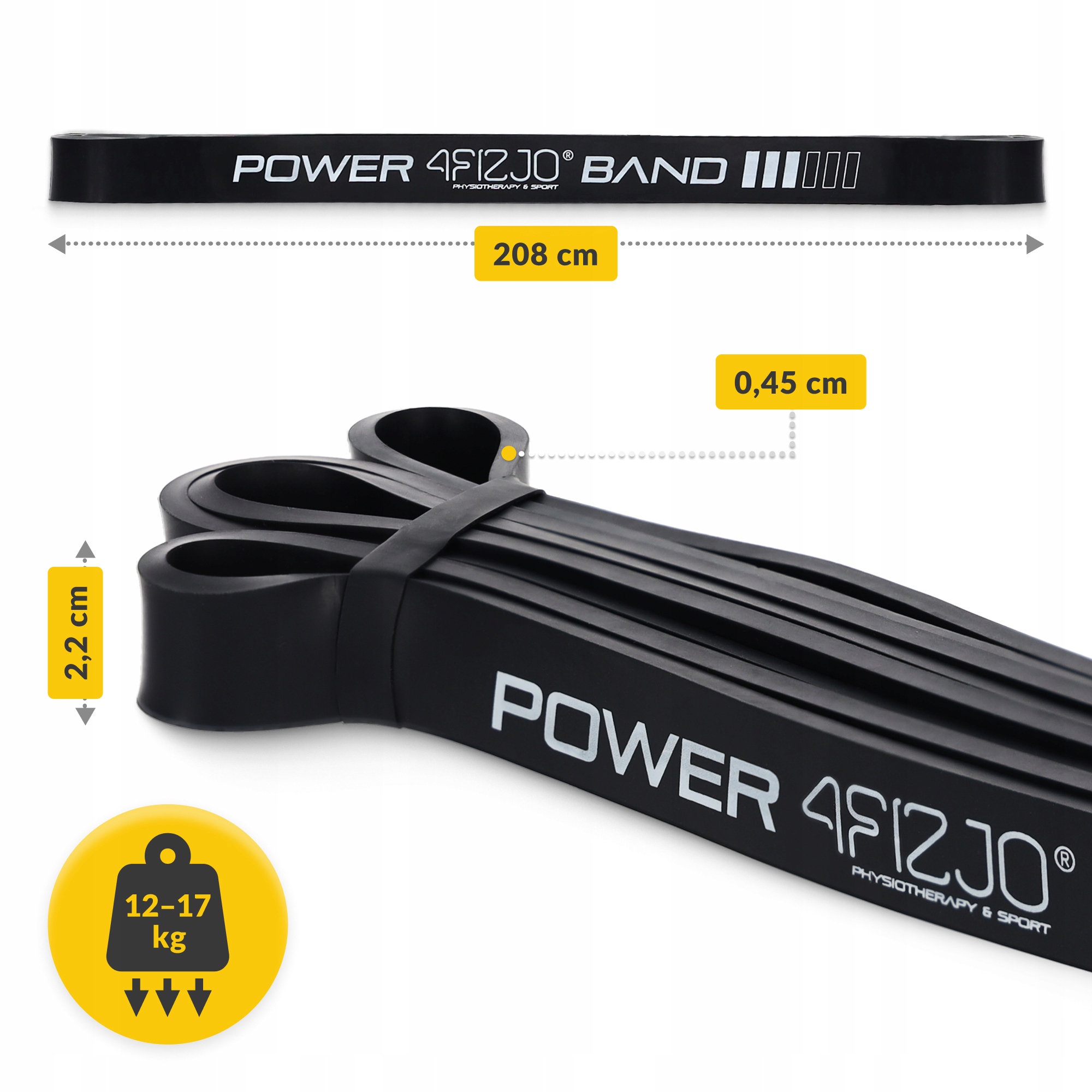 Еспандер-петля 4FIZJO Power Band 22 мм 12-17 кг резина для фітнесу і спорту Black (P-5907222931066) — мініатюра 8