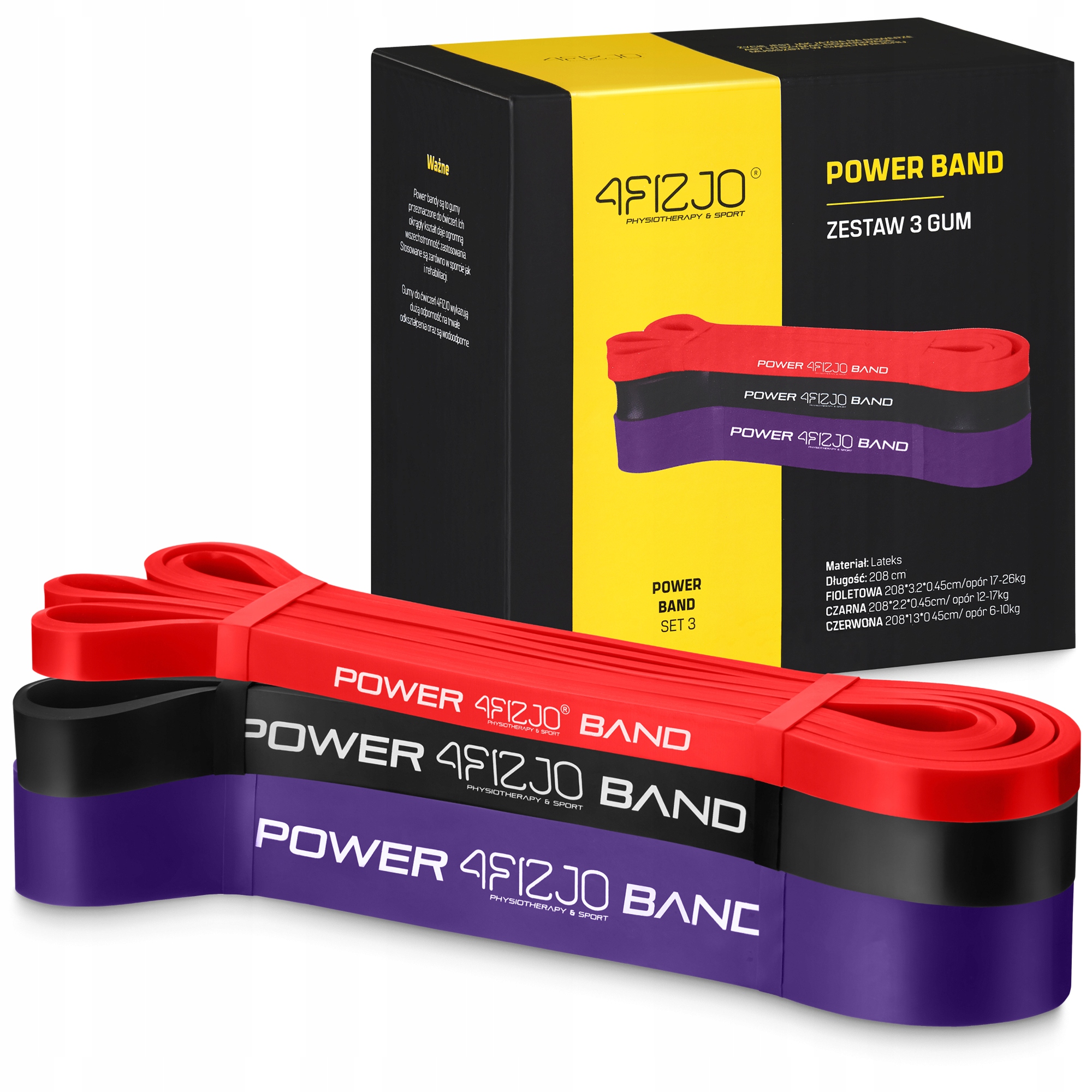 Еспандер-петля 4FIZJO Power Band 6-26 кг резина для фітнесу і спорту, набір 3 шт Mix (P-5907222931554) — фото 1