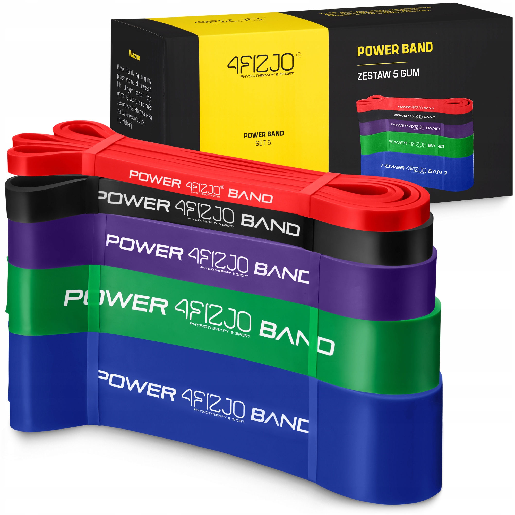 Еспандер-петля 4FIZJO Power Band 6-46 кг резина для фітнесу і спорту, набір 5 шт Mix (P-5907222931561) — фото 1