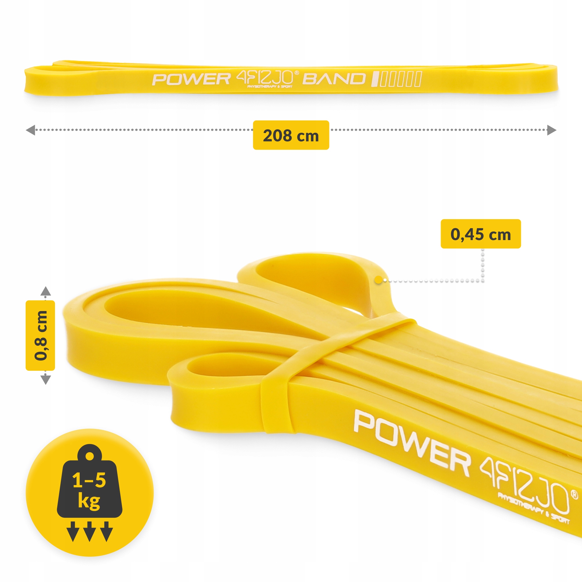 Еспандер-петля 4FIZJO Power Band 8 мм 2-5 кг резина для фітнесу і спорту Yellow (P-5907222931783) — мініатюра 8