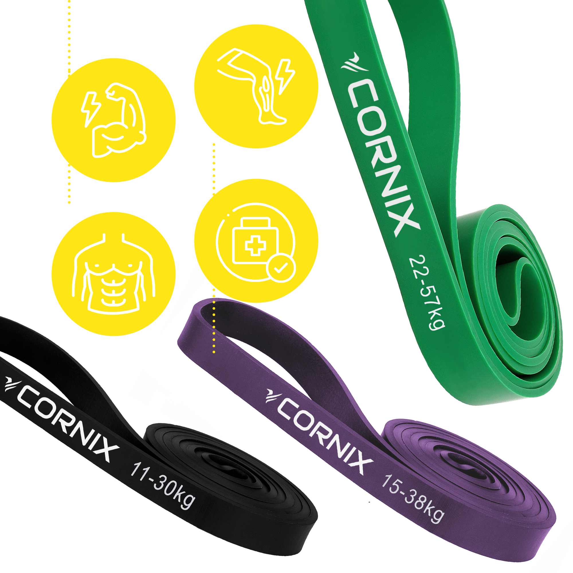 Еспандер-петля Cornix Power Band 11-57 кг (резина для фітнесу та спорту) набір 3 шт XR-0089 — мініатюра 6