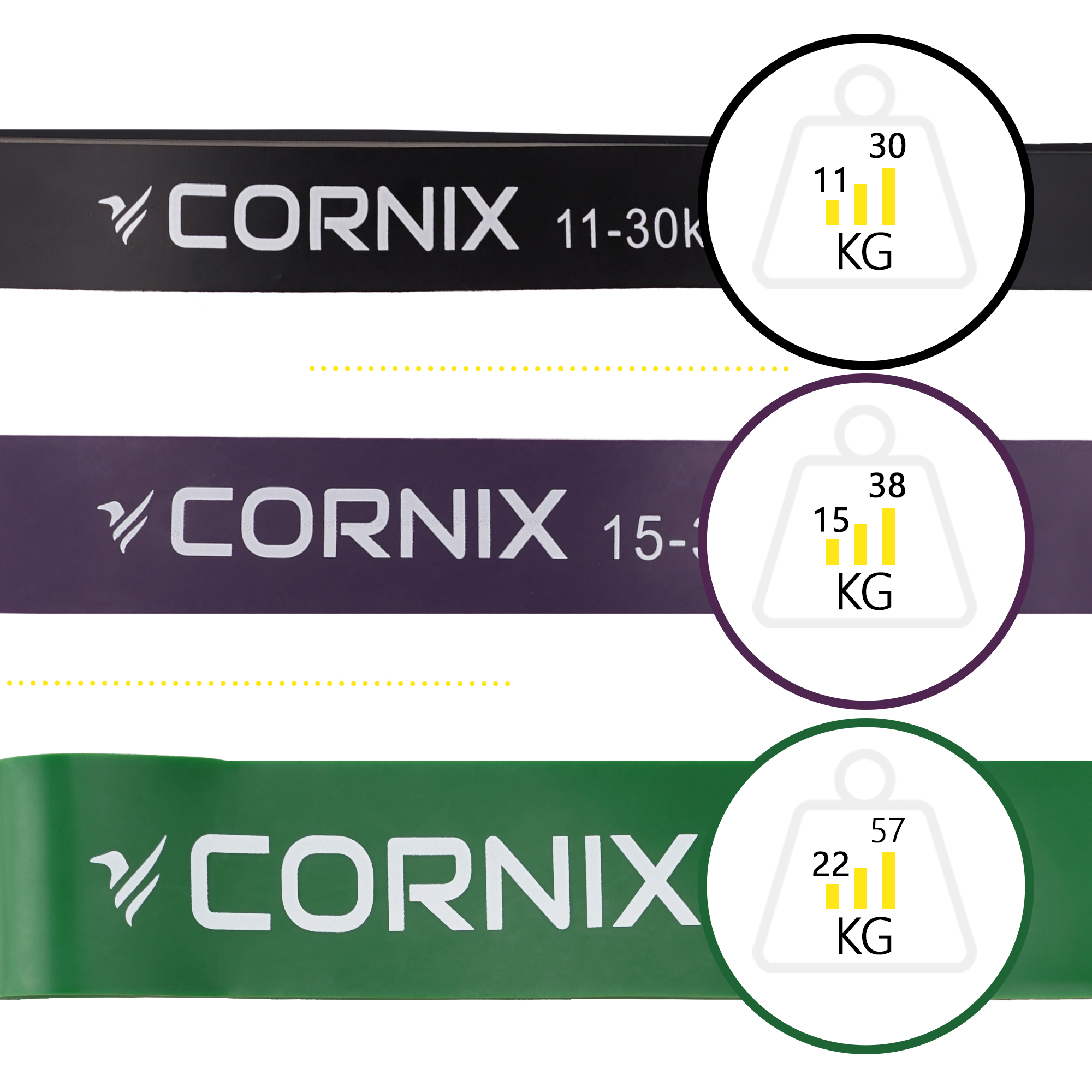Еспандер-петля Cornix Power Band 11-57 кг (резина для фітнесу та спорту) набір 3 шт XR-0089 — мініатюра 7