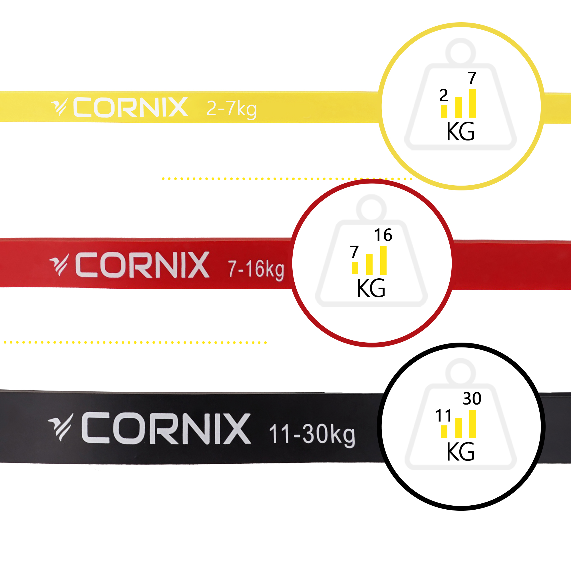 Еспандер-петля Cornix Power Band 2-30 кг (резина для фітнесу та спорту) набір 3 шт XR-0090 — фото 2