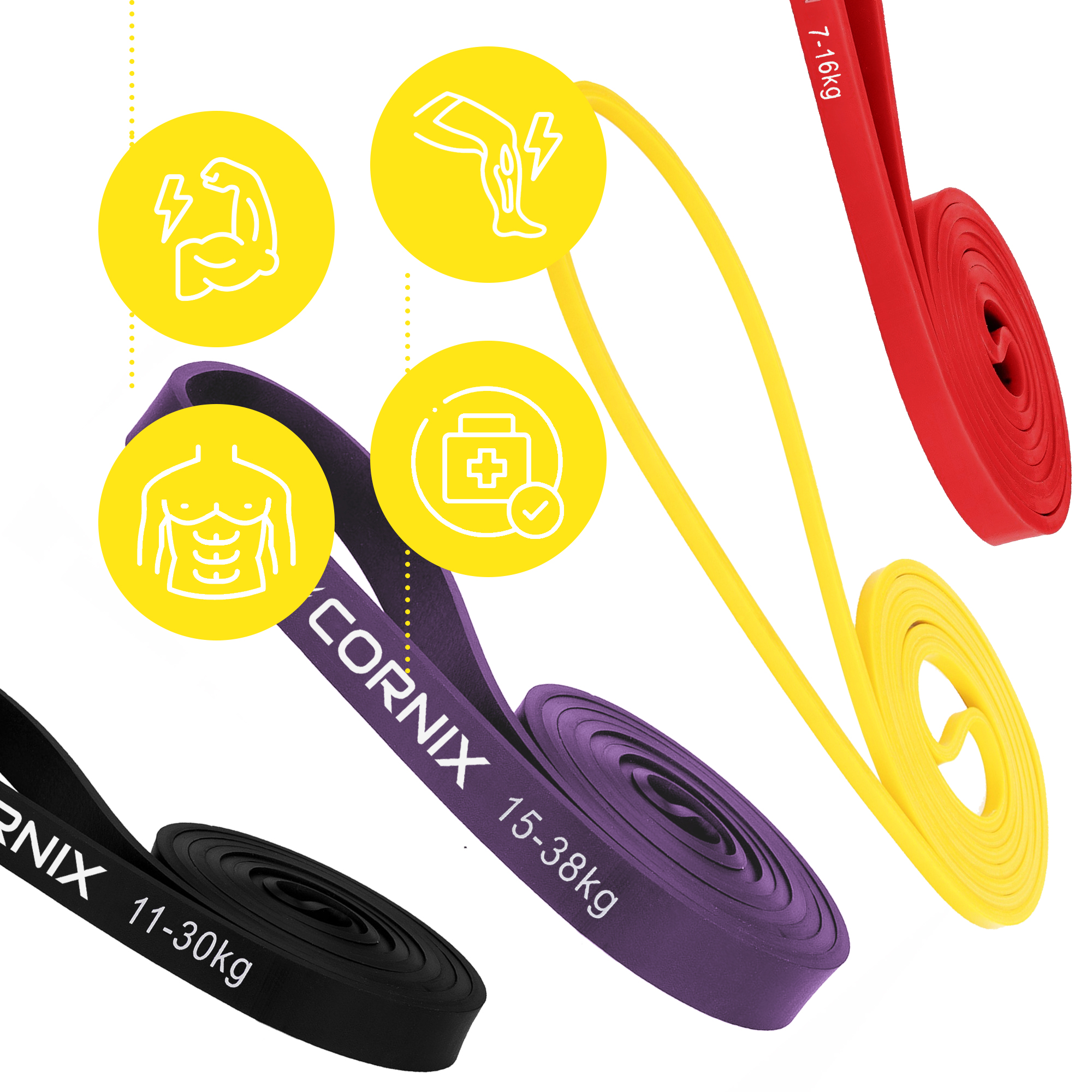 Еспандер-петля Cornix Power Band 2-38 кг (резина для фітнесу та спорту) набір 4 шт XR-0087 — мініатюра 6