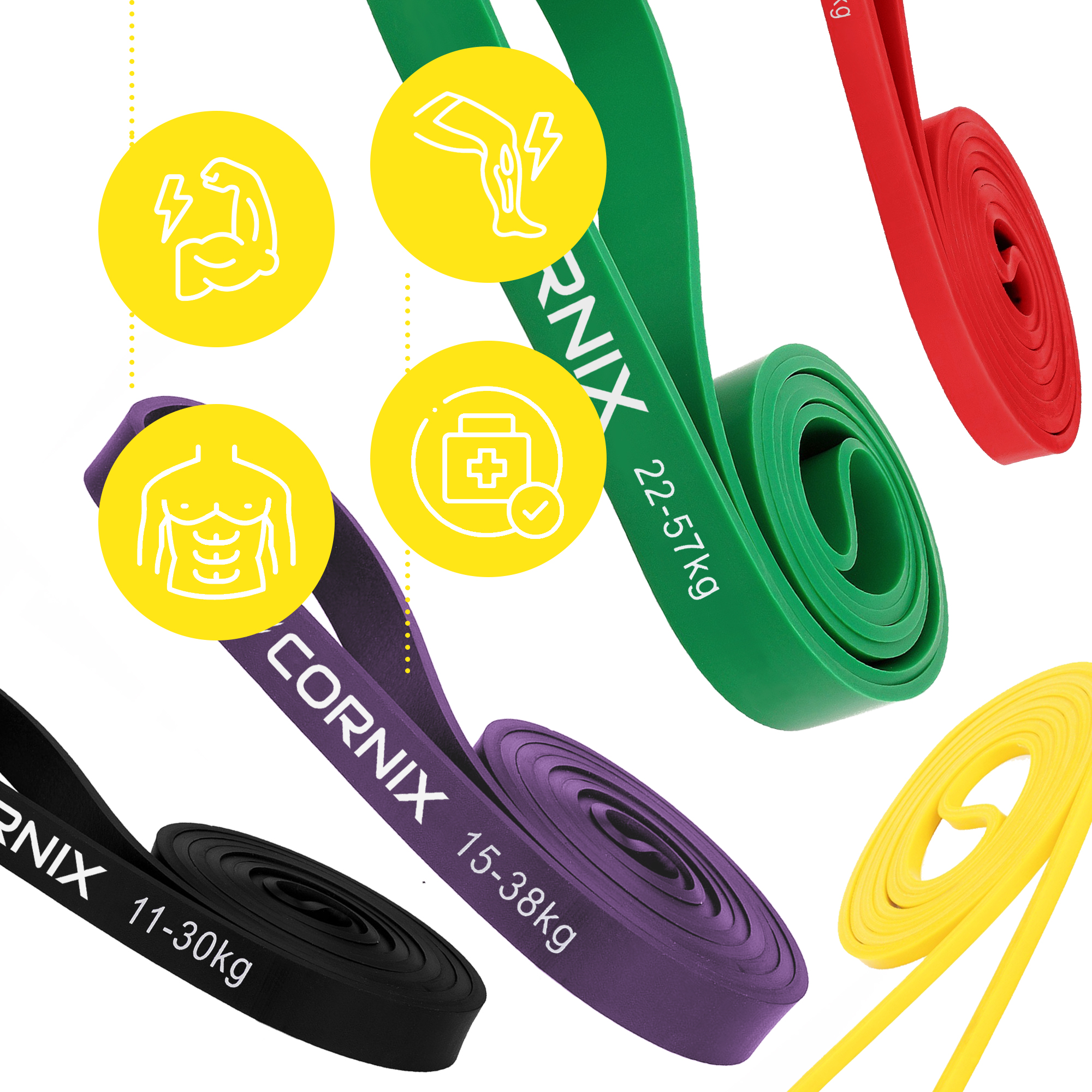 Еспандер-петля Cornix Power Band 2-57 кг (резина для фітнесу та спорту) набір 5 шт XR-0086 — мініатюра 8