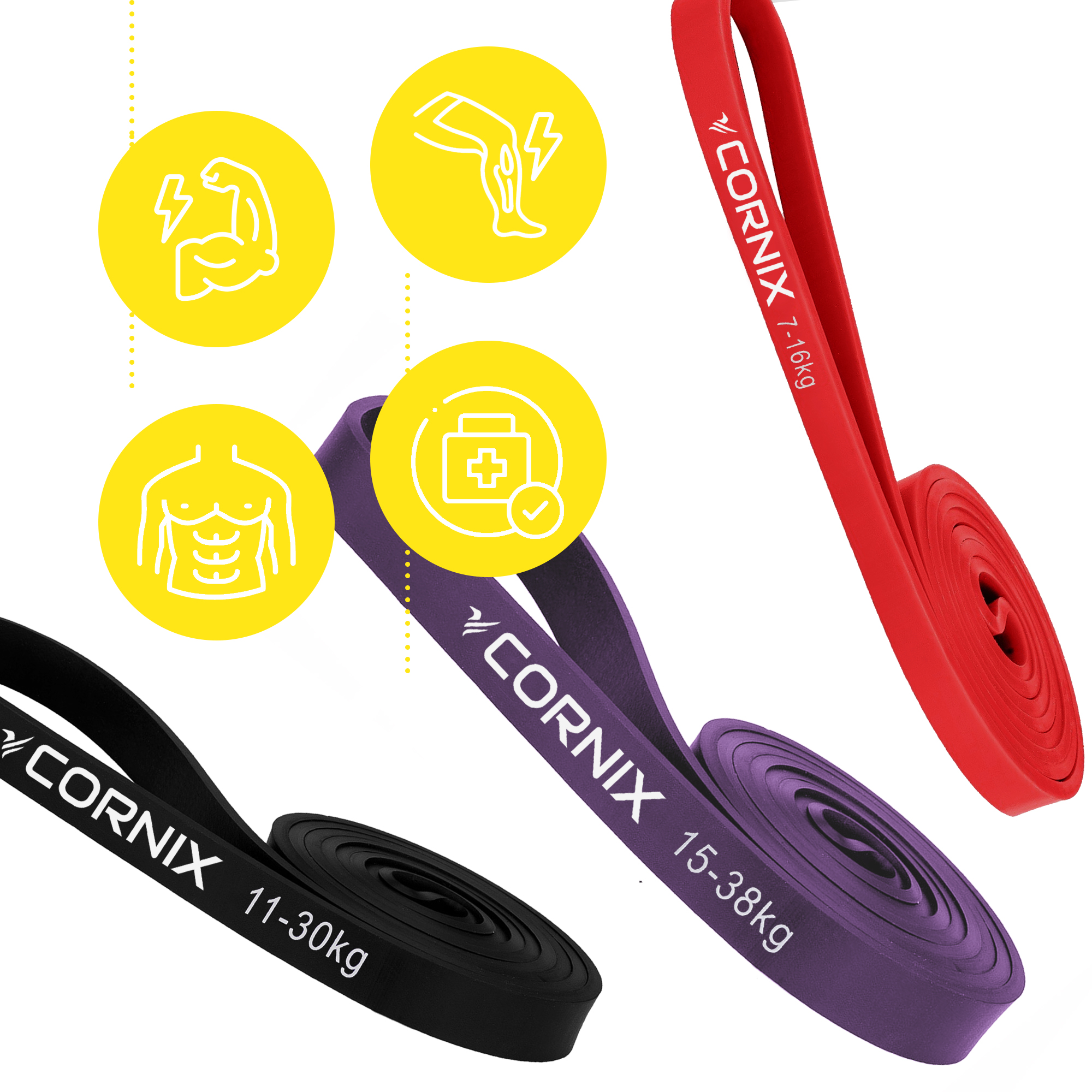 Еспандер-петля Cornix Power Band 7-38 кг (резина для фітнесу та спорту) набір 3 шт XR-0259 — мініатюра 6