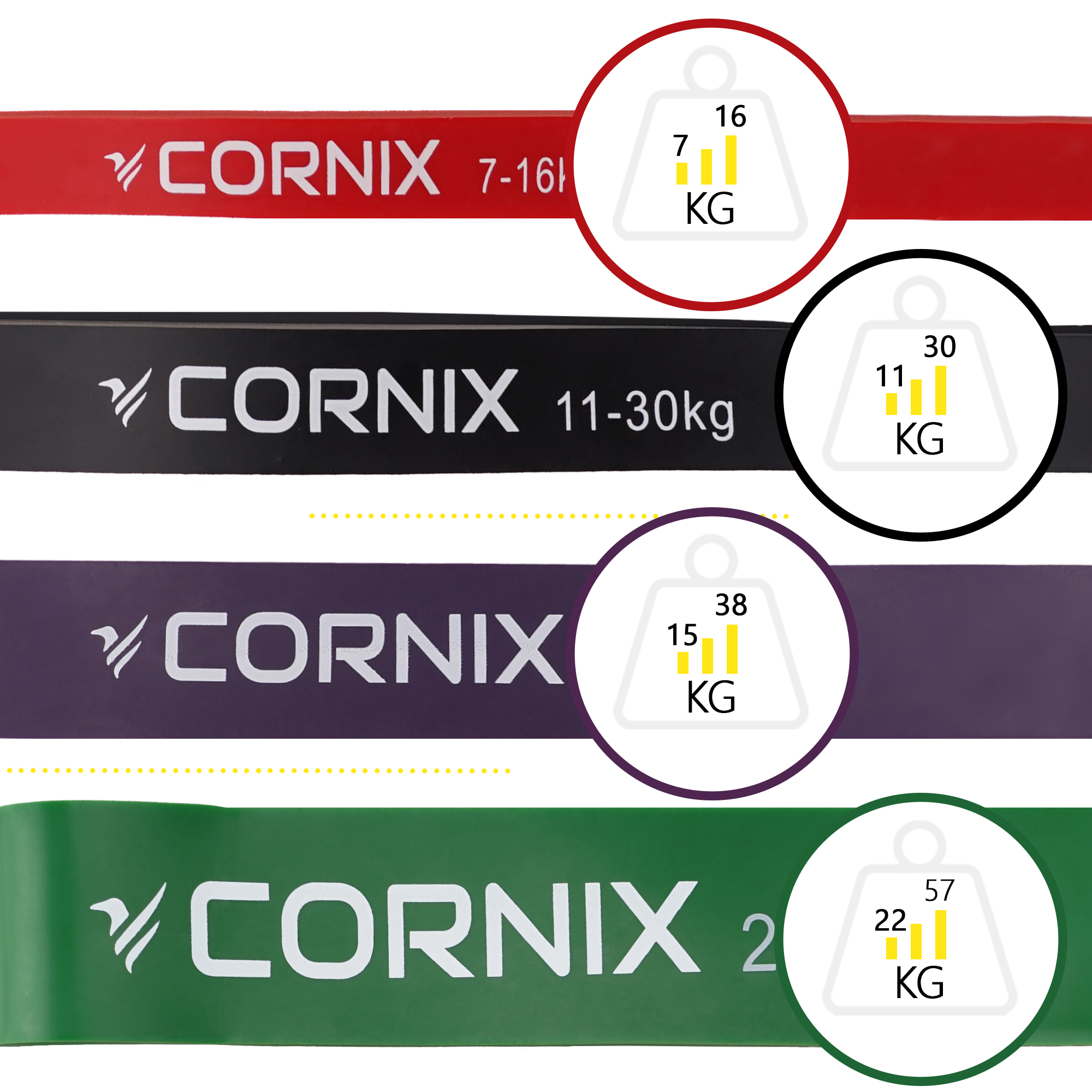 Еспандер-петля Cornix Power Band 7-57 кг (резина для фітнесу та спорту) набір 4 шт XR-0088 — мініатюра 8