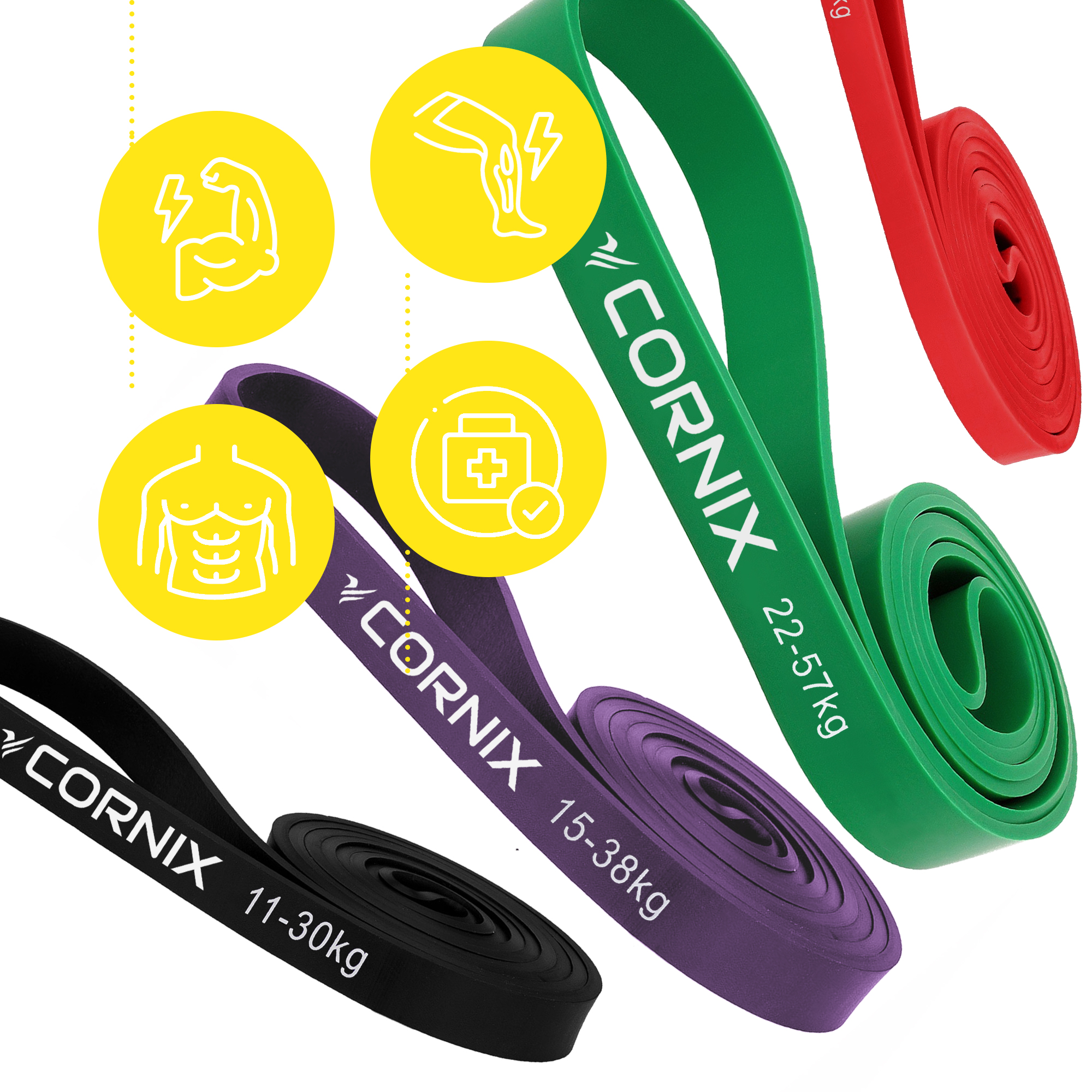 Еспандер-петля Cornix Power Band 7-57 кг (резина для фітнесу та спорту) набір 4 шт XR-0088 — фото 3