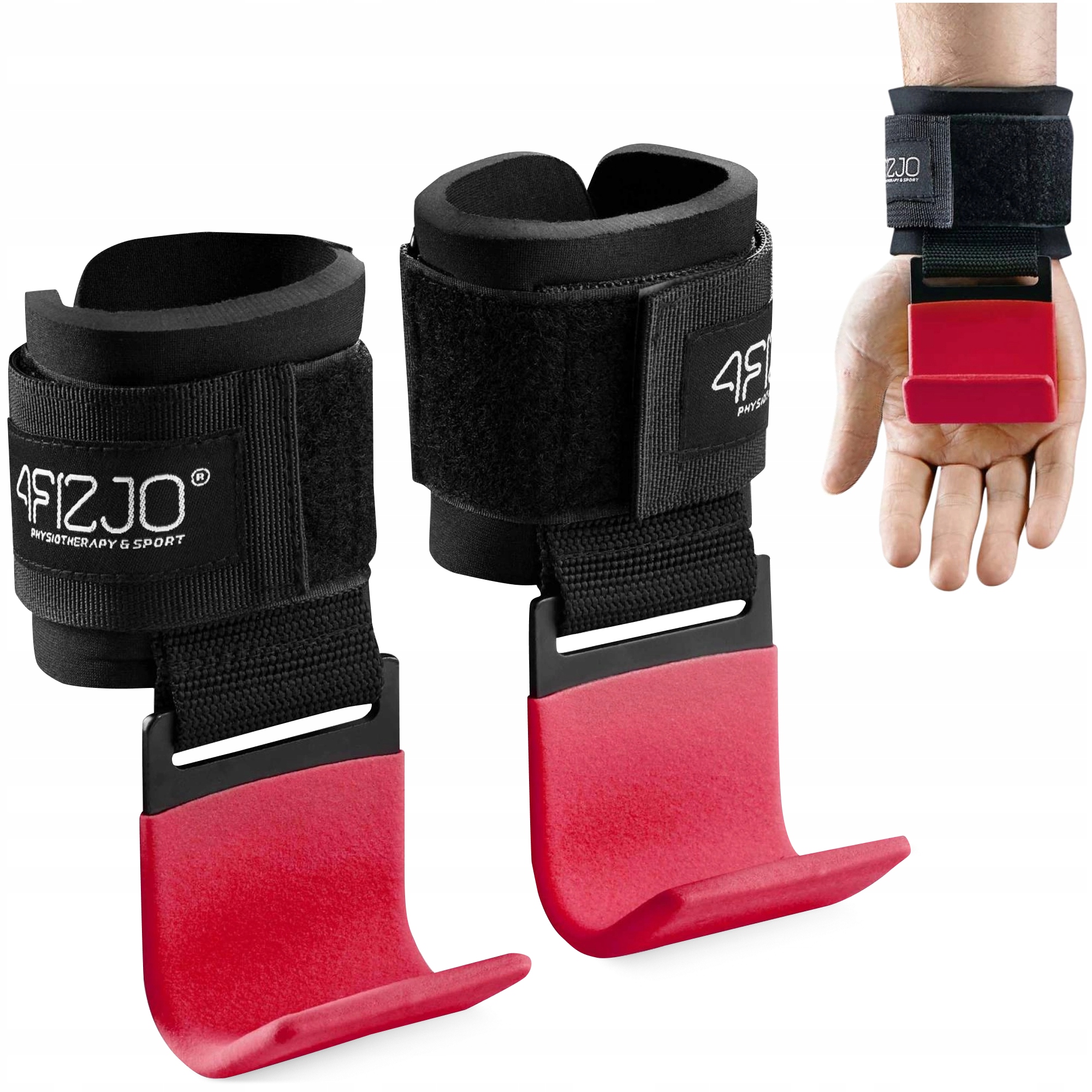Гачки для перекладини та тяги 4FIZJO Hooks Black/Red (P-5907739314789) — фото 1