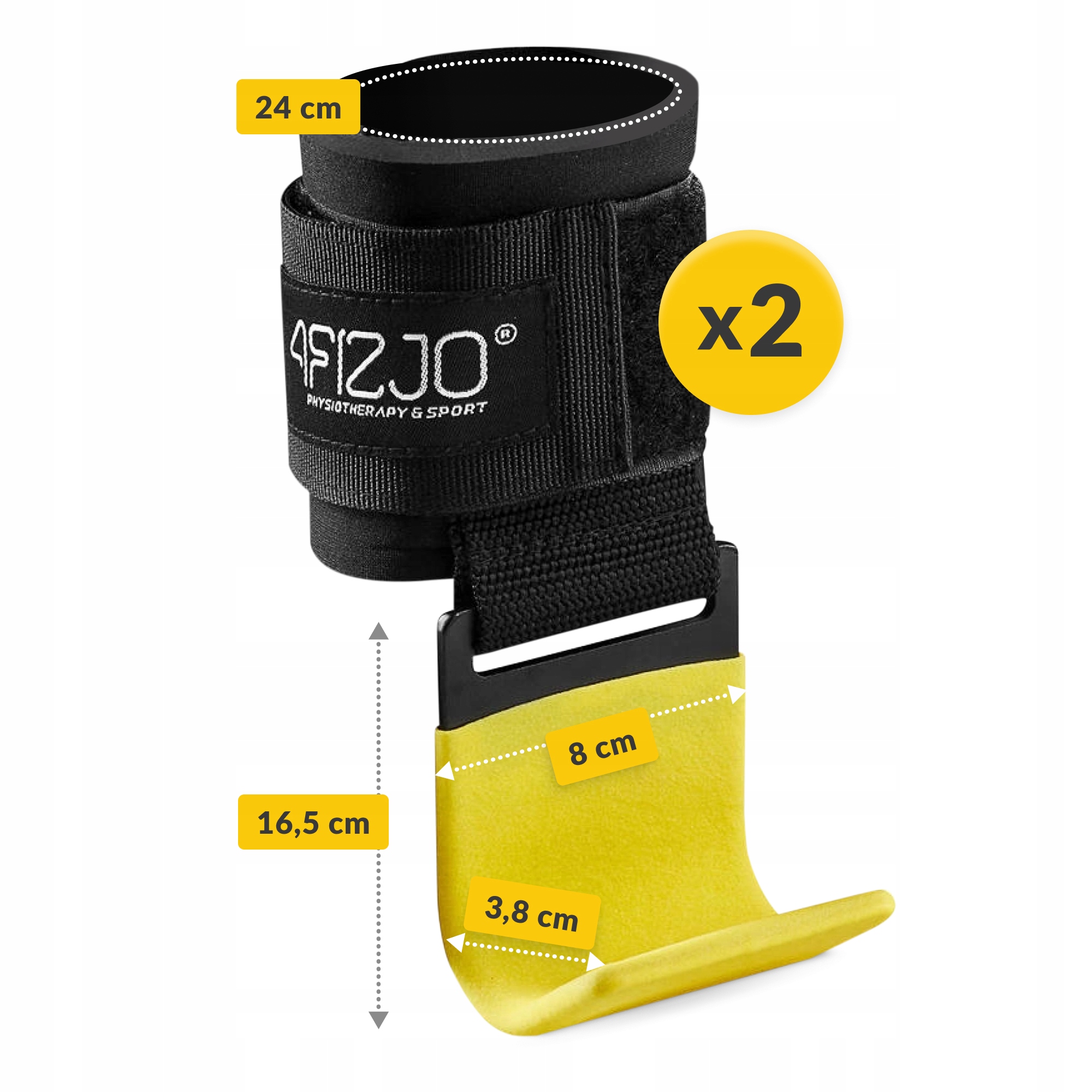 Гачки для перекладини та тяги 4FIZJO Hooks Black/Yellow (P-5907739311078) — мініатюра 6