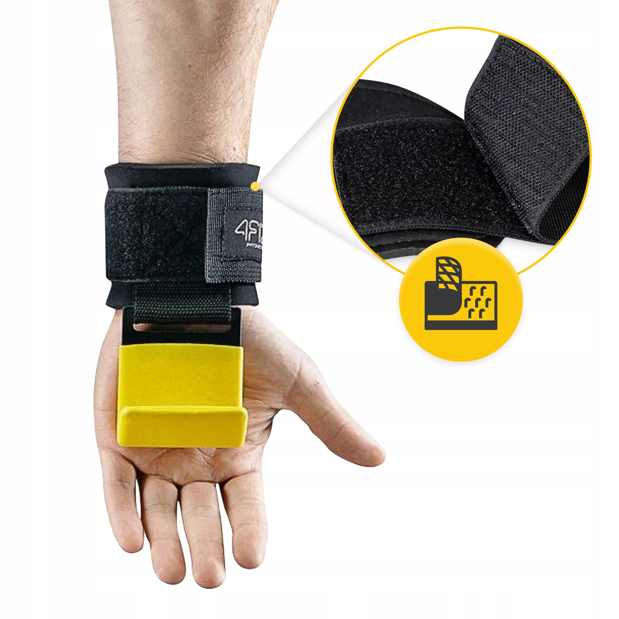 Гачки для перекладини та тяги 4FIZJO Hooks Black/Yellow (P-5907739311078) — фото 5