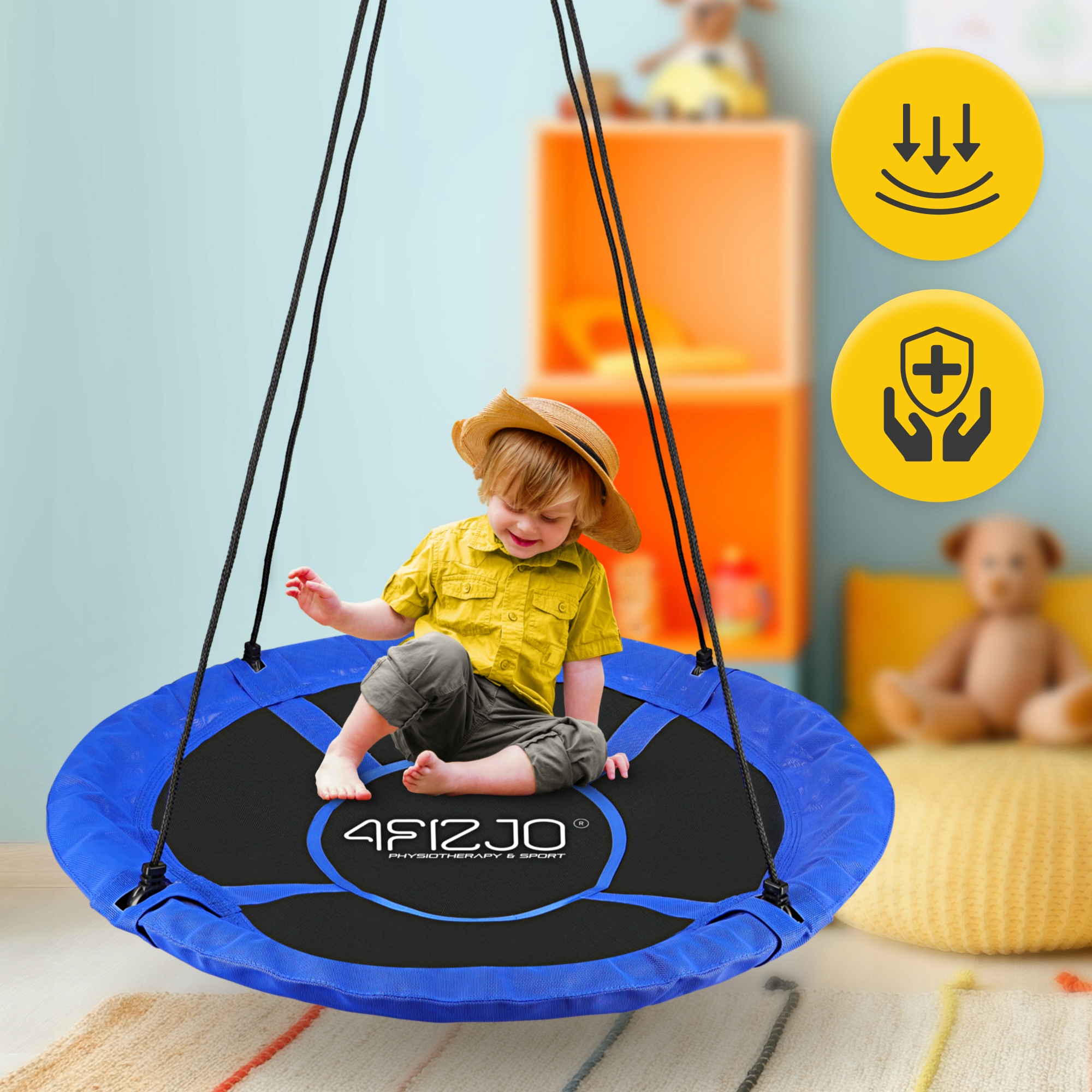 Гойдалка-гніздо кругла 4FIZJO XL 110 см Black/Blue (P-5907739316677) — мініатюра 6