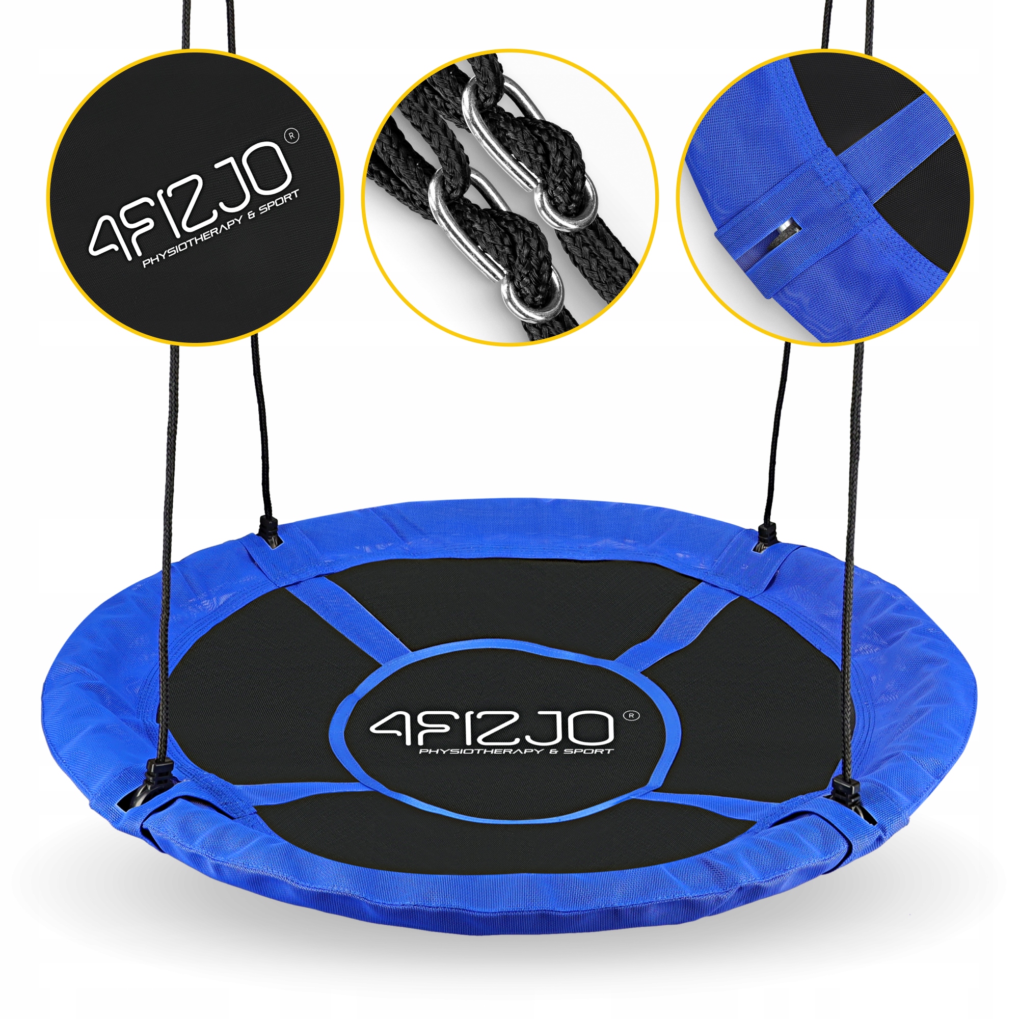 Гойдалка-гніздо кругла 4FIZJO XL 110 см Black/Blue (P-5907739316677) — фото 3