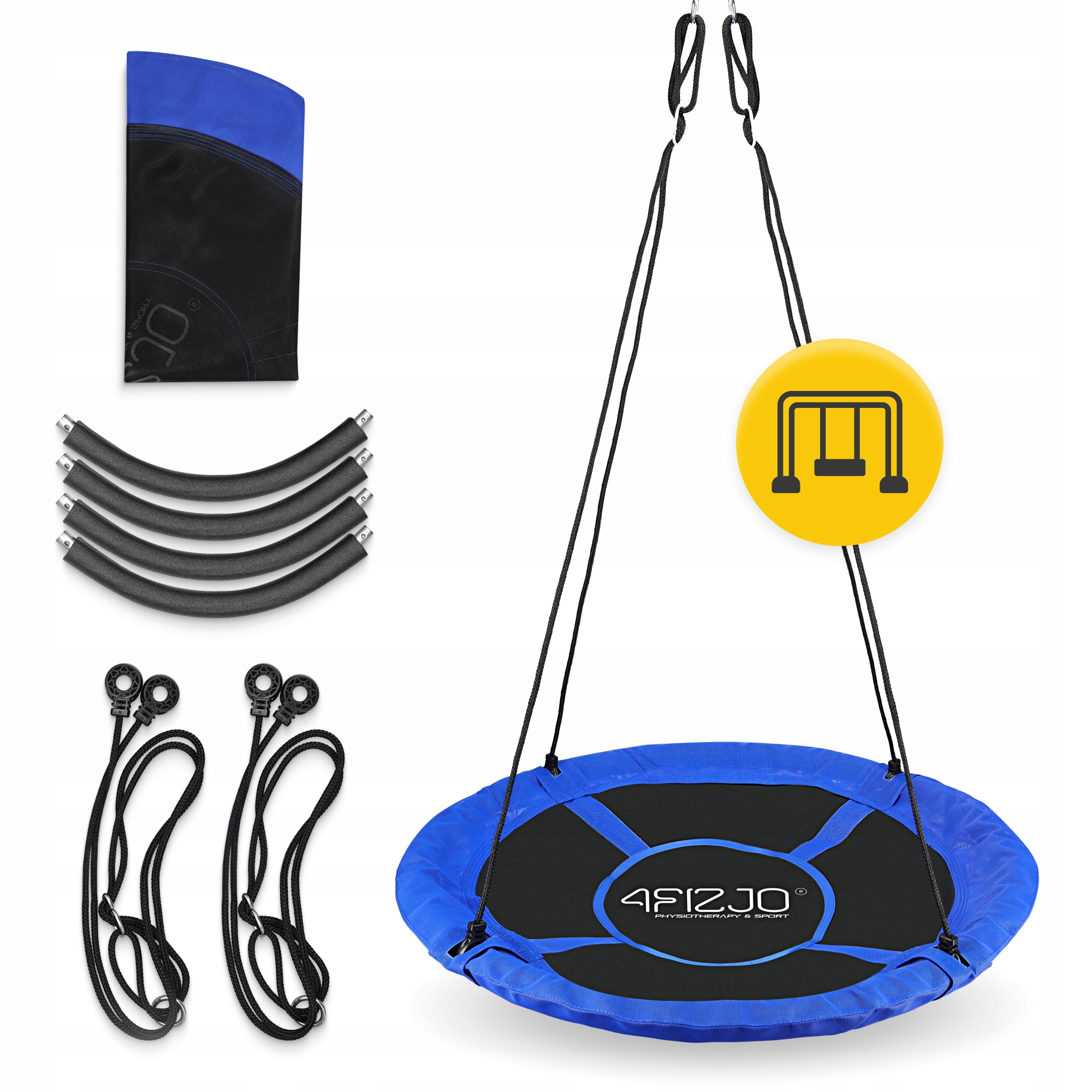 Гойдалка-гніздо кругла 4FIZJO XL 110 см Black/Blue (P-5907739316677) — мініатюра 9