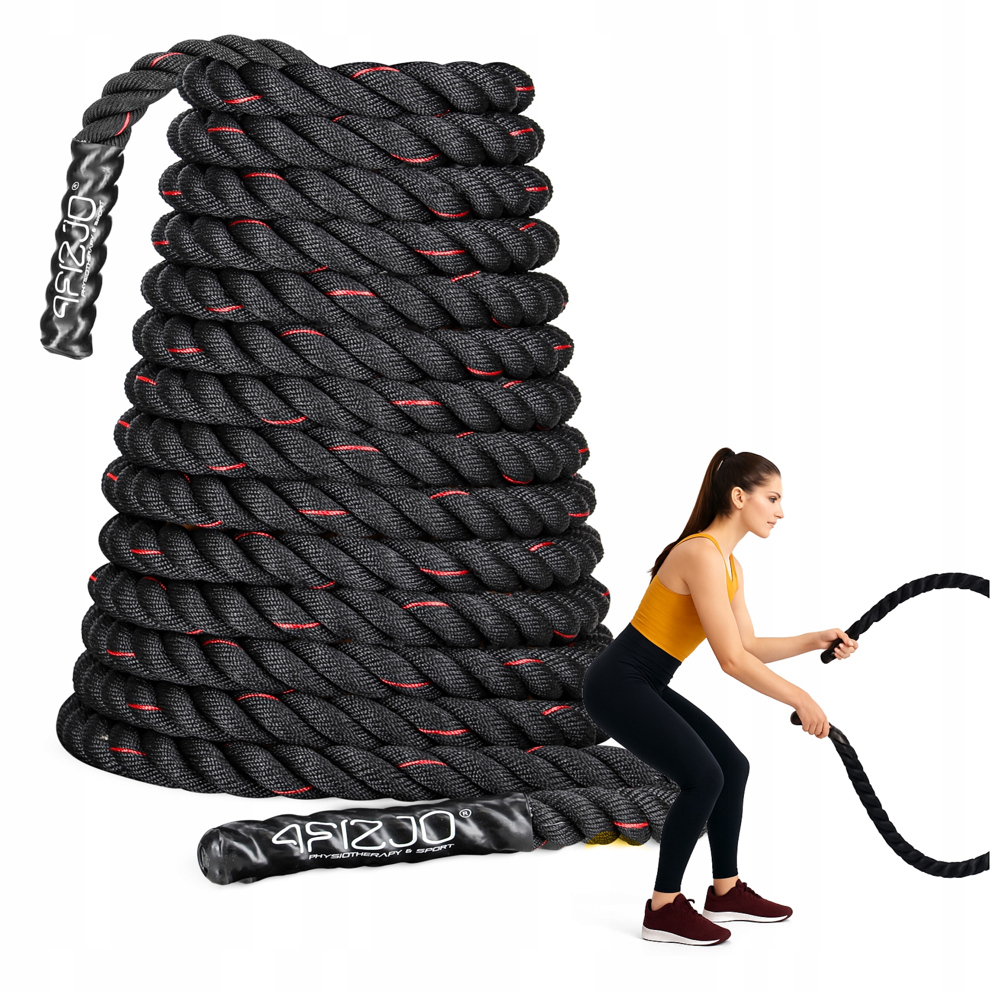 Канат тренувальний 4FIZJO Battle Rope 12 м для кросфіту Black (P-5907739312259) — фото 1