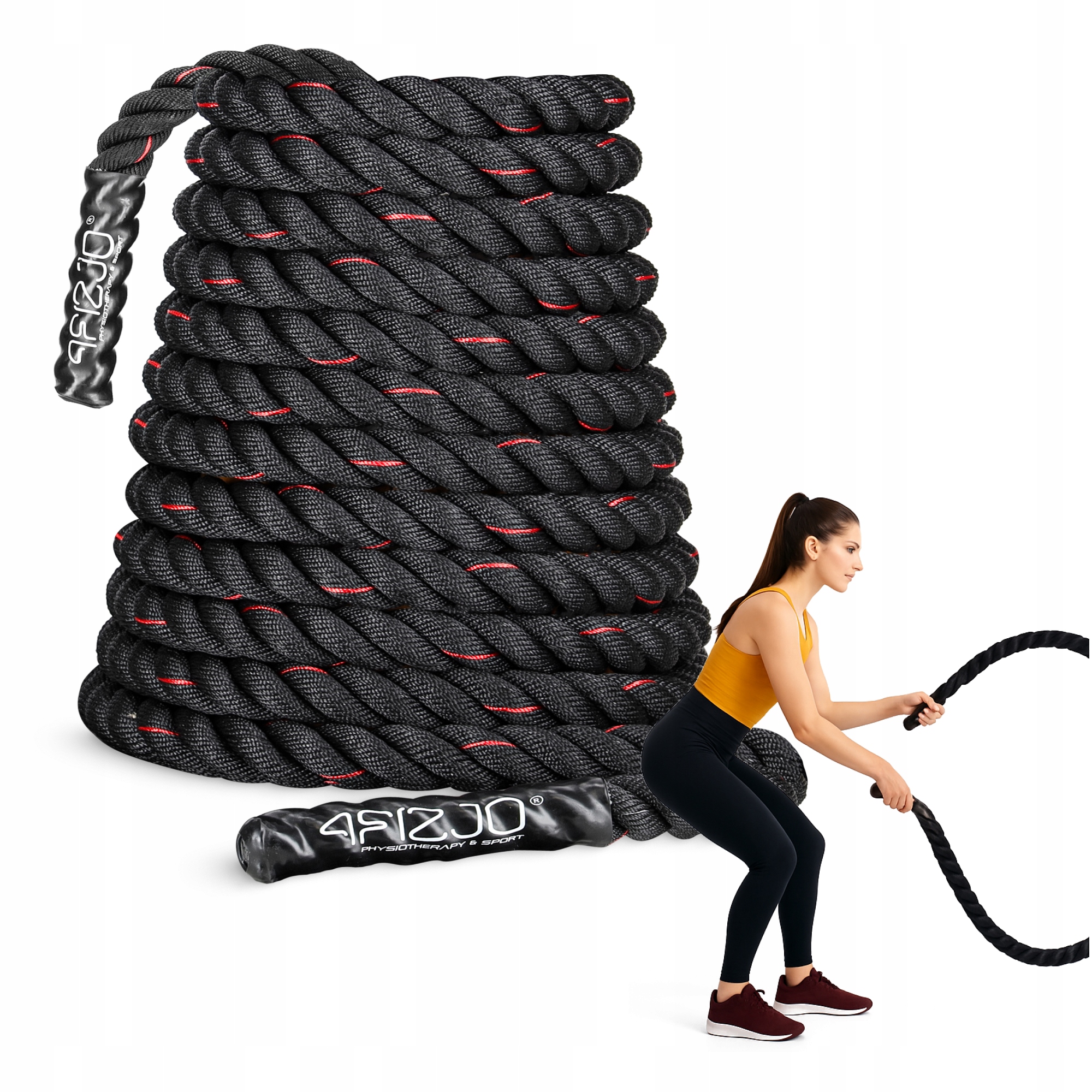 Канат тренувальний 4FIZJO Battle Rope 9 м для кросфіту Black (P-5907739312242)