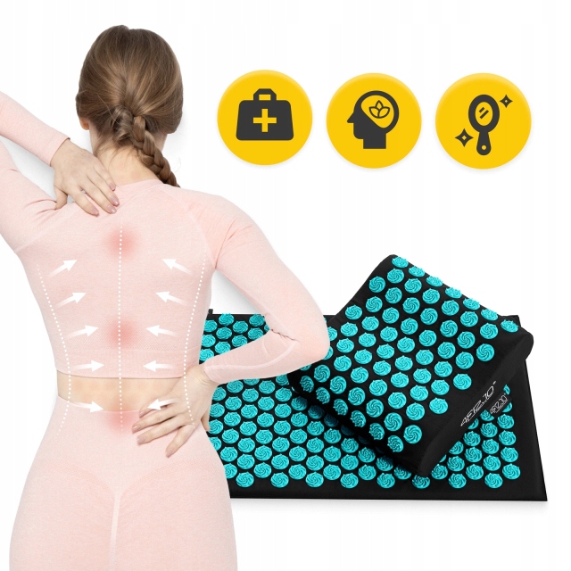 Килимок акупунктурний з подушкою 4FIZJO Ergo Mat Аплікатор Кузнєцова Black/Blue (P-5907739313911) — мініатюра 10