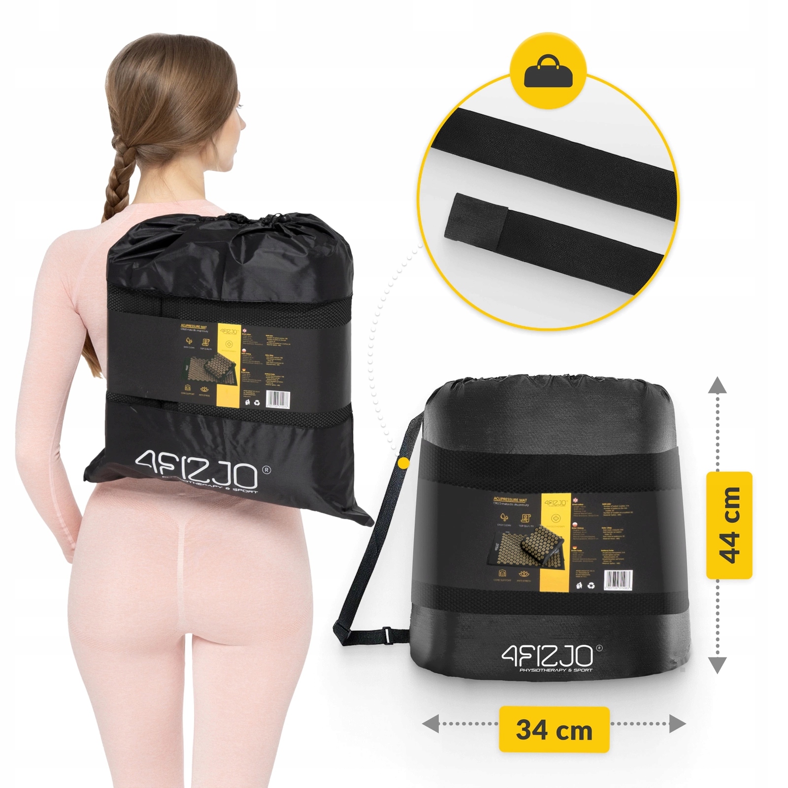 Килимок акупунктурний з подушкою 4FIZJO Ergo Mat Аплікатор Кузнєцова Black/Gold (P-5907739313881) — фото 5