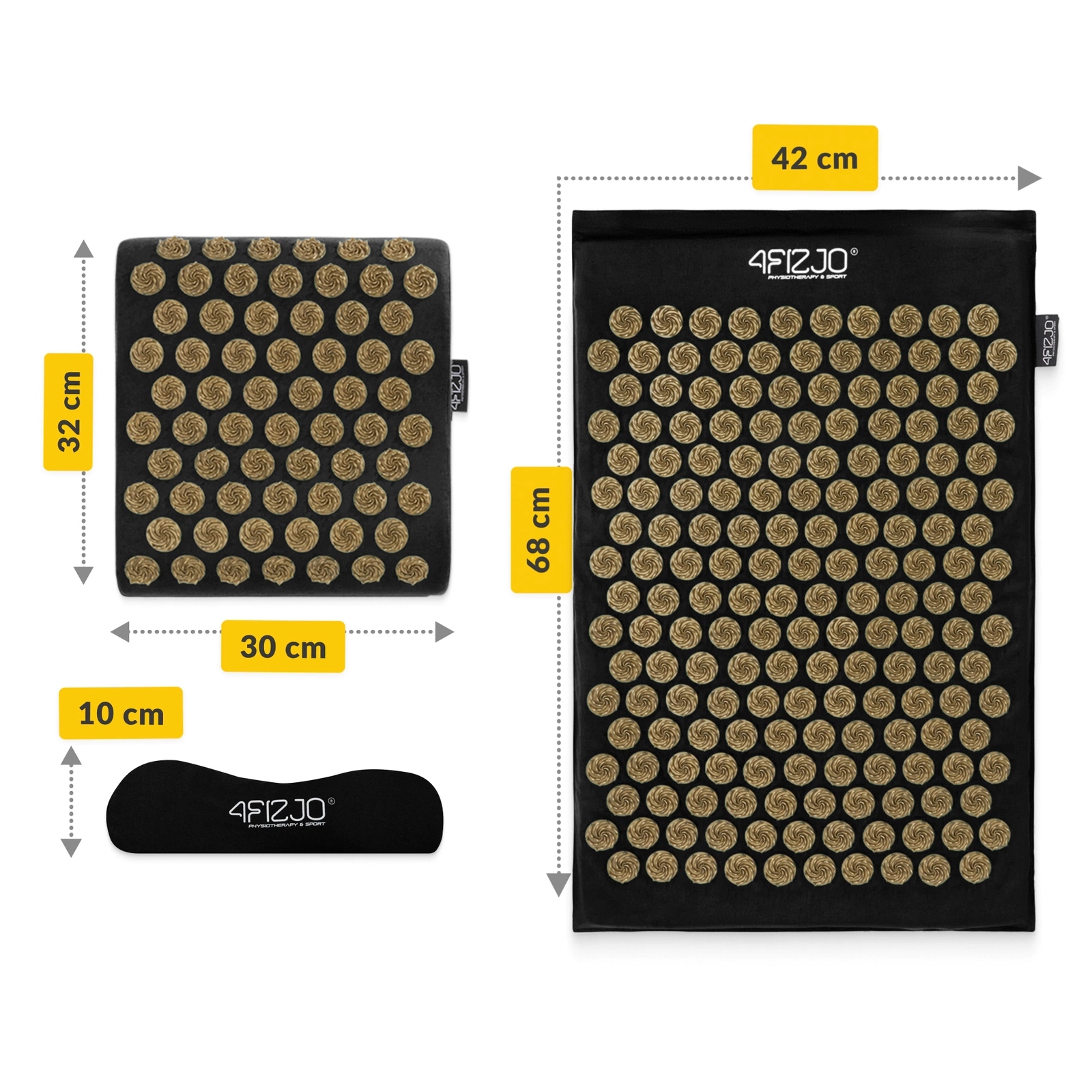 Килимок акупунктурний з подушкою 4FIZJO Ergo Mat Аплікатор Кузнєцова Black/Gold (P-5907739313881) — фото 2