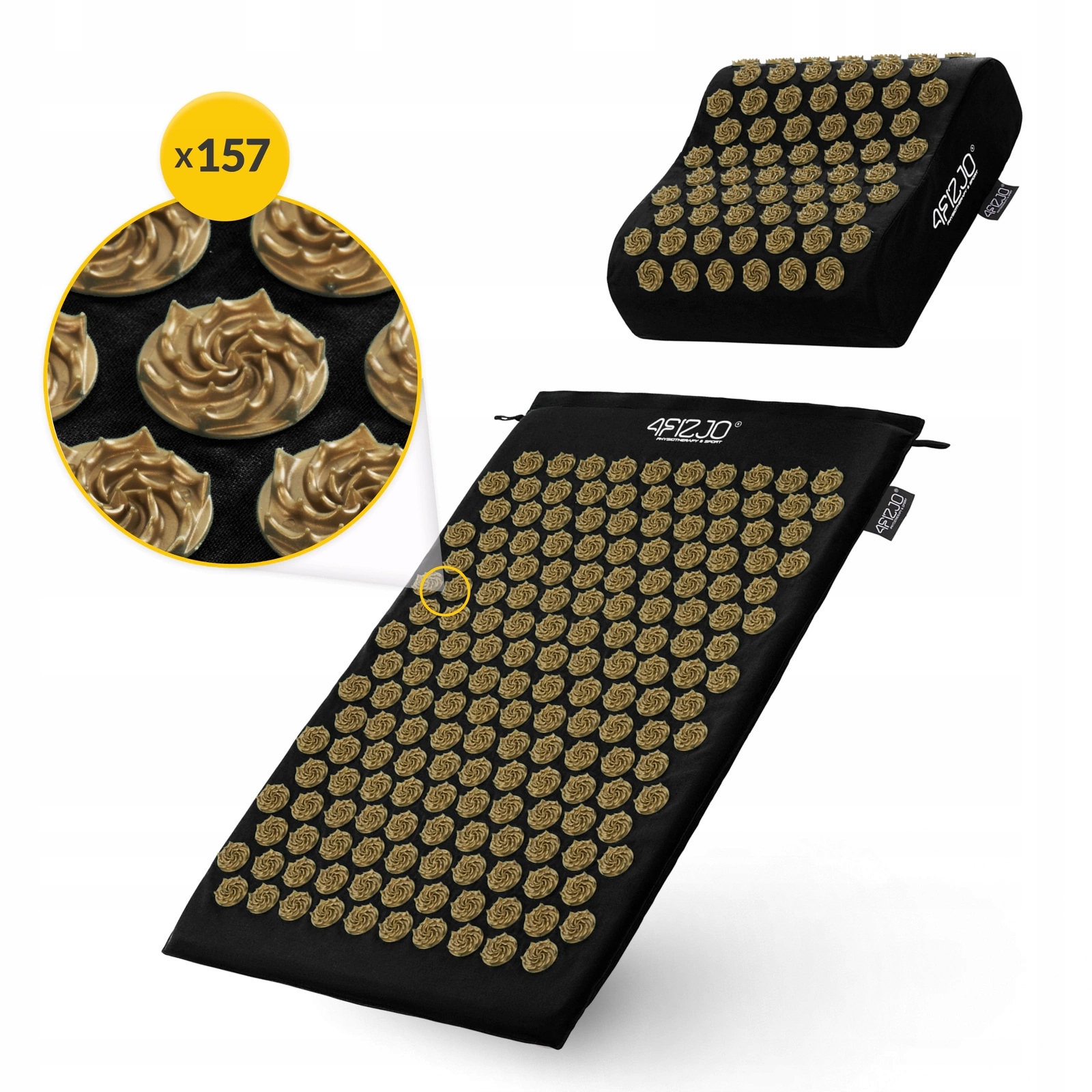 Килимок акупунктурний з подушкою 4FIZJO Ergo Mat Аплікатор Кузнєцова Black/Gold (P-5907739313881) — фото 4