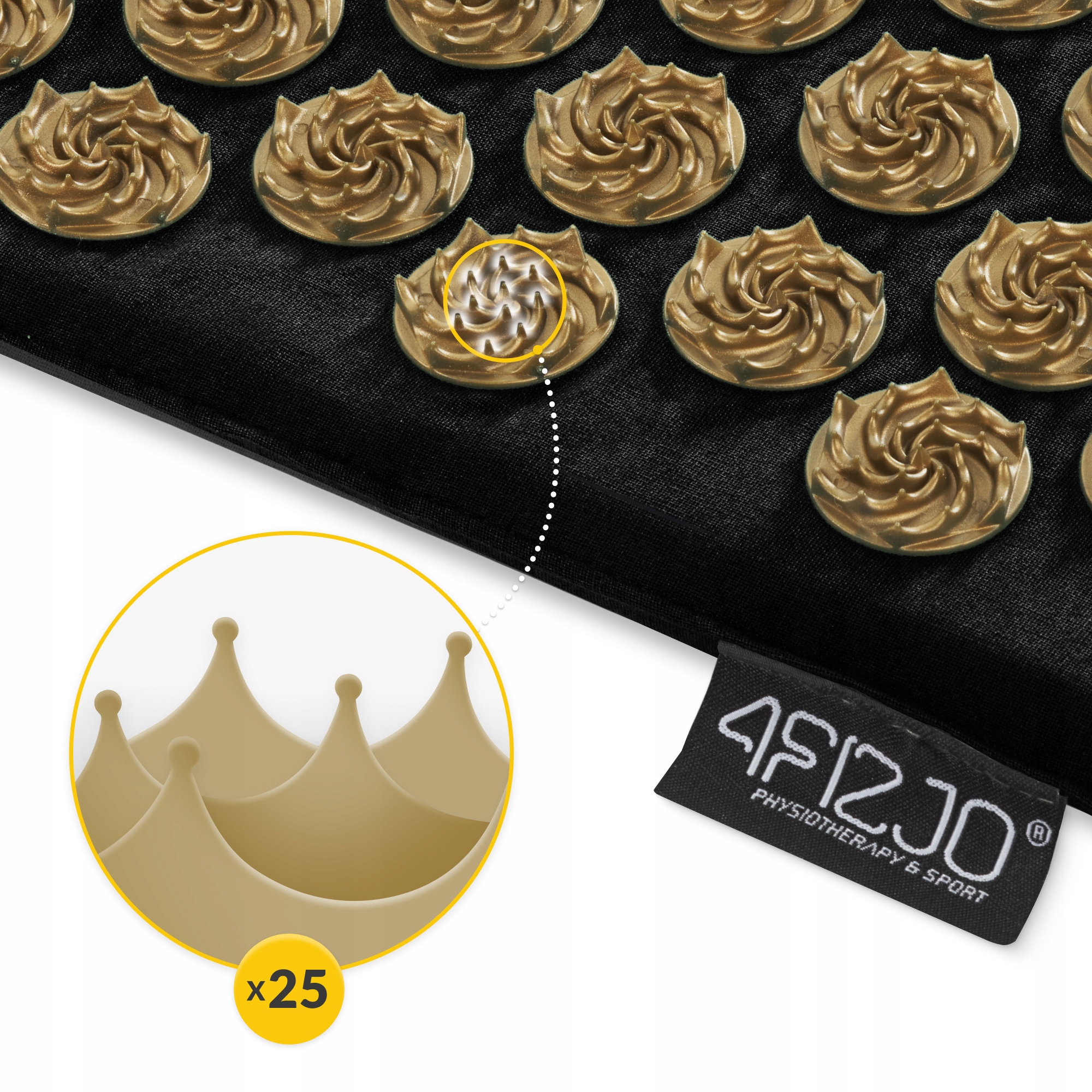 Килимок акупунктурний з подушкою 4FIZJO Ergo Mat Аплікатор Кузнєцова Black/Gold (P-5907739313881) — мініатюра 10