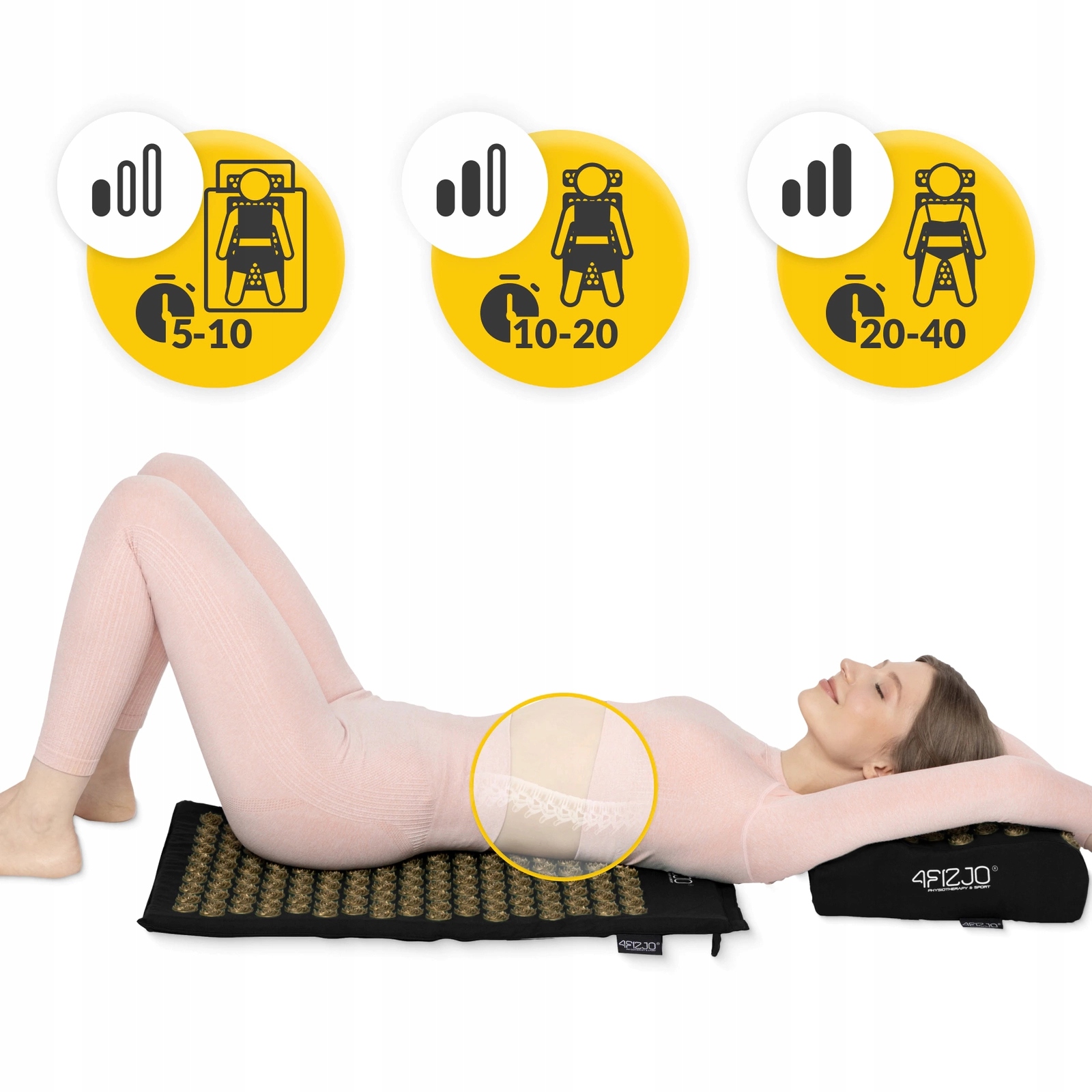 Килимок акупунктурний з подушкою 4FIZJO Ergo Mat Аплікатор Кузнєцова Black/Gold (P-5907739313881) — фото 3